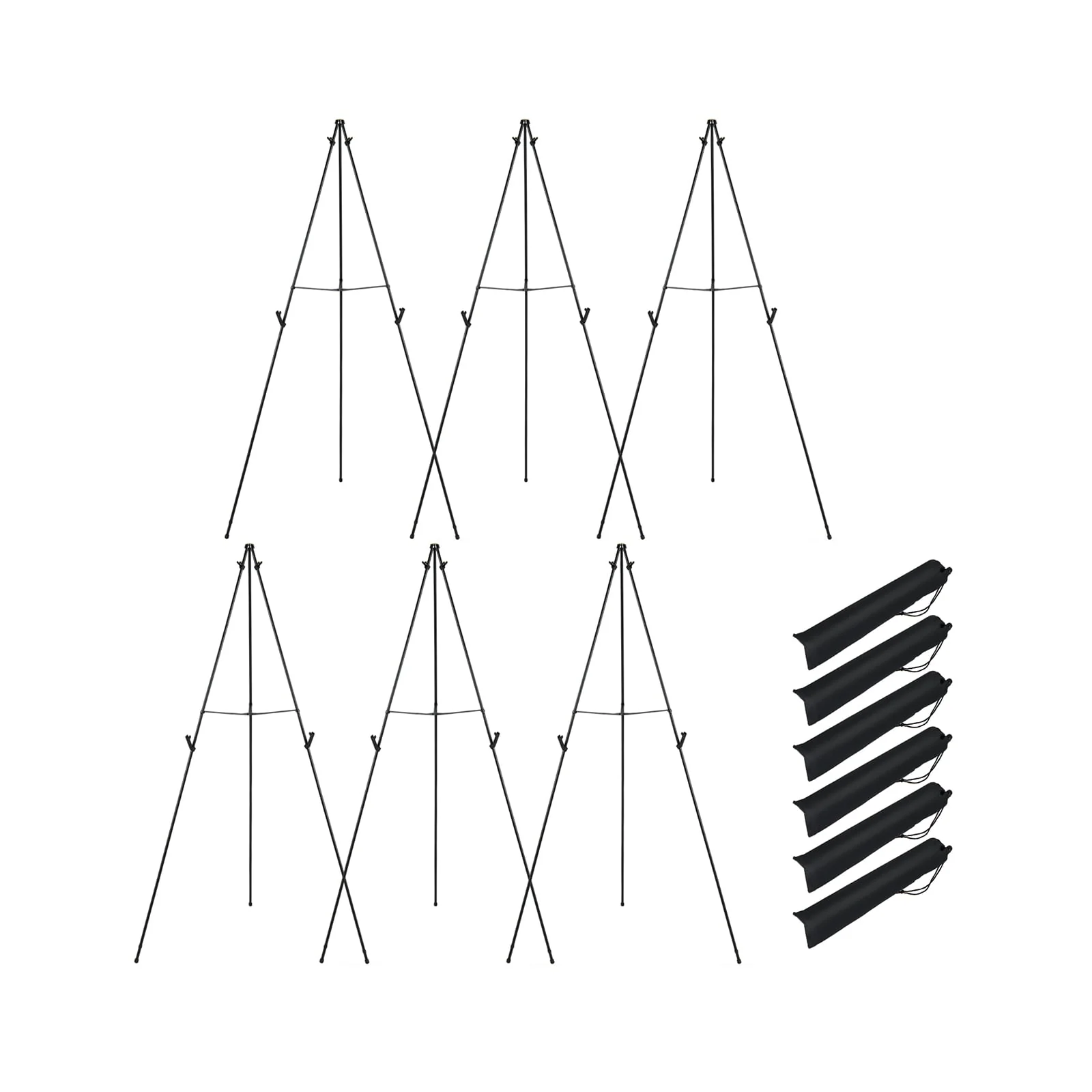 166 CM Metal Easel Stand Set, 6-Pack, Black