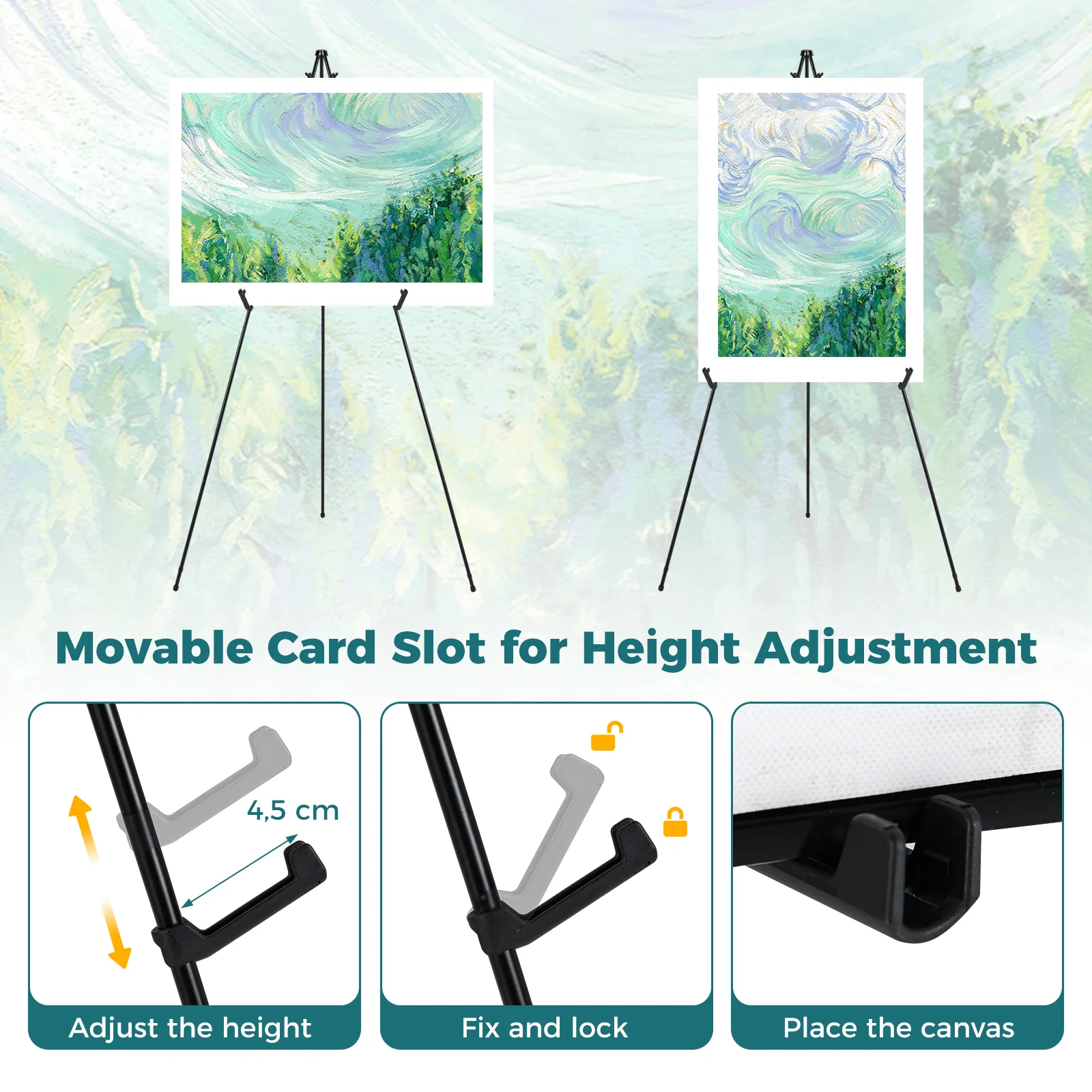 166 CM Metal Easel Stand Set, 6-Pack, Black - Image 8