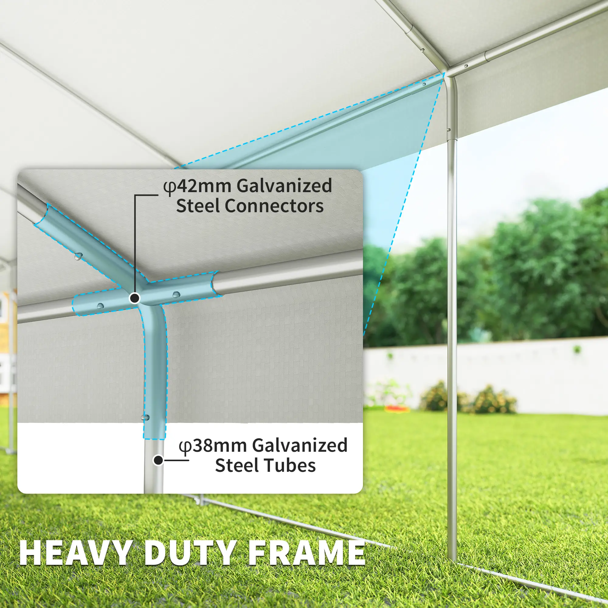 16'x32' Heavy Duty Party Tent, Portable Garage Canopy, White - Image 4