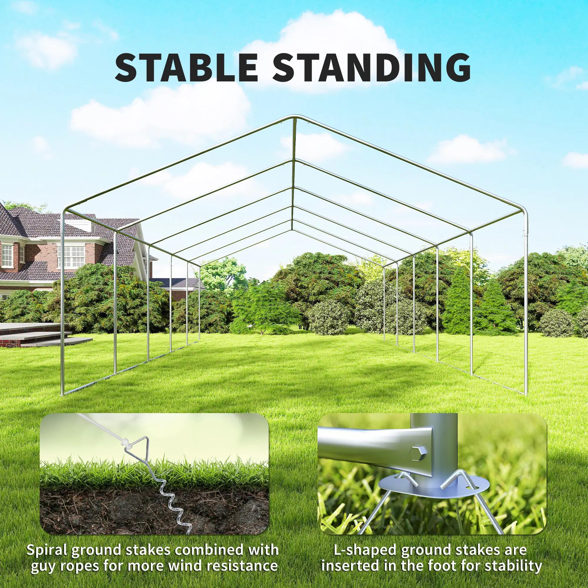 16'x32' Heavy Duty Party Tent, Portable Garage Canopy, White - Image 6