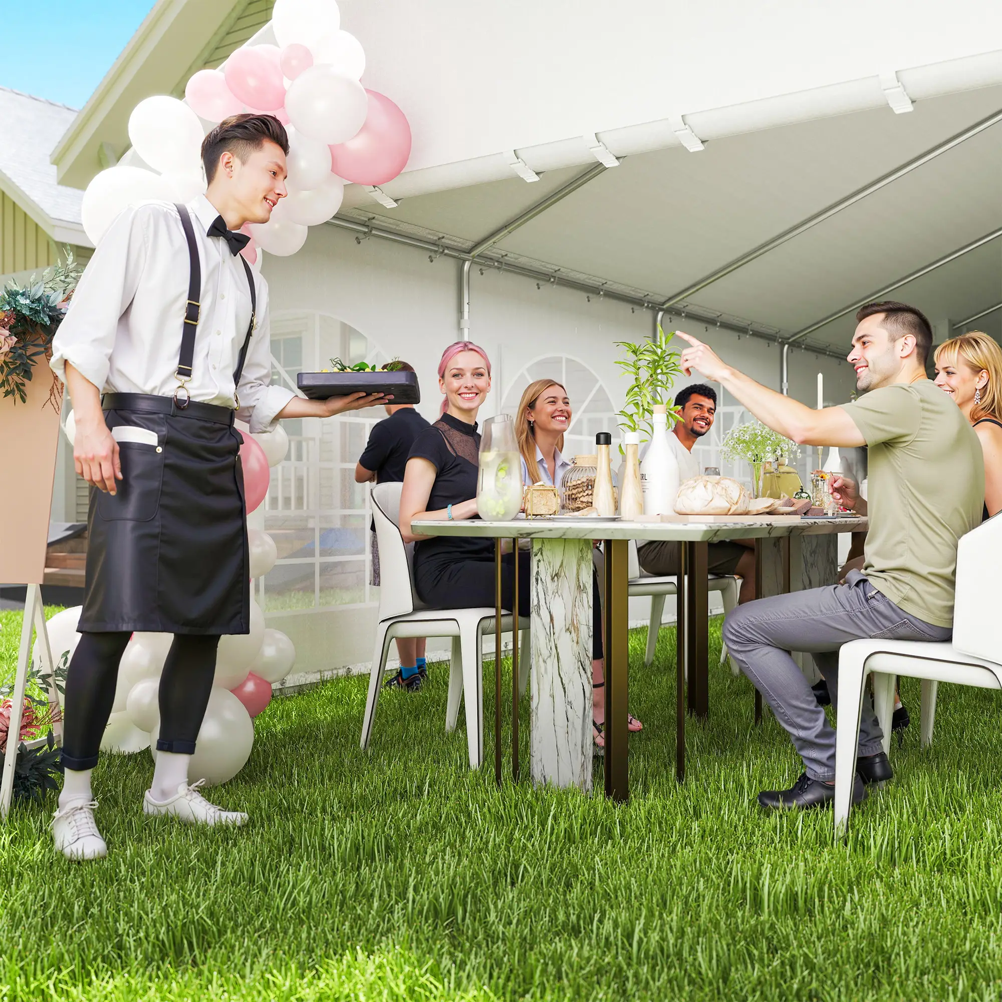 16'x32' Heavy Duty Party Tent, Portable Garage Canopy, White - Image 7