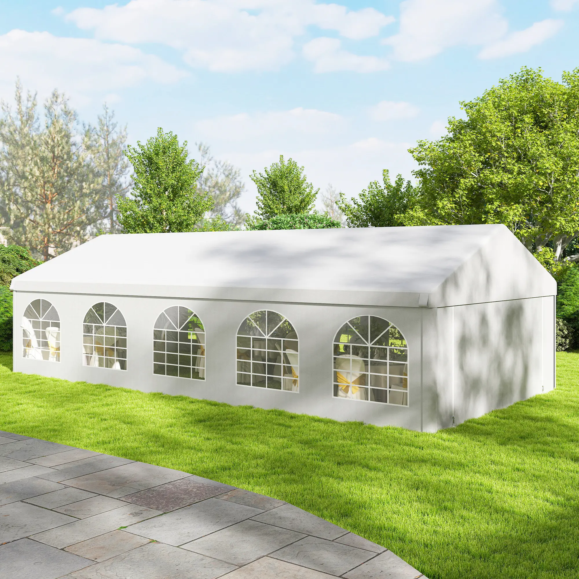 16'x32' Heavy Duty Party Tent, Portable Garage Canopy, White - Image 9