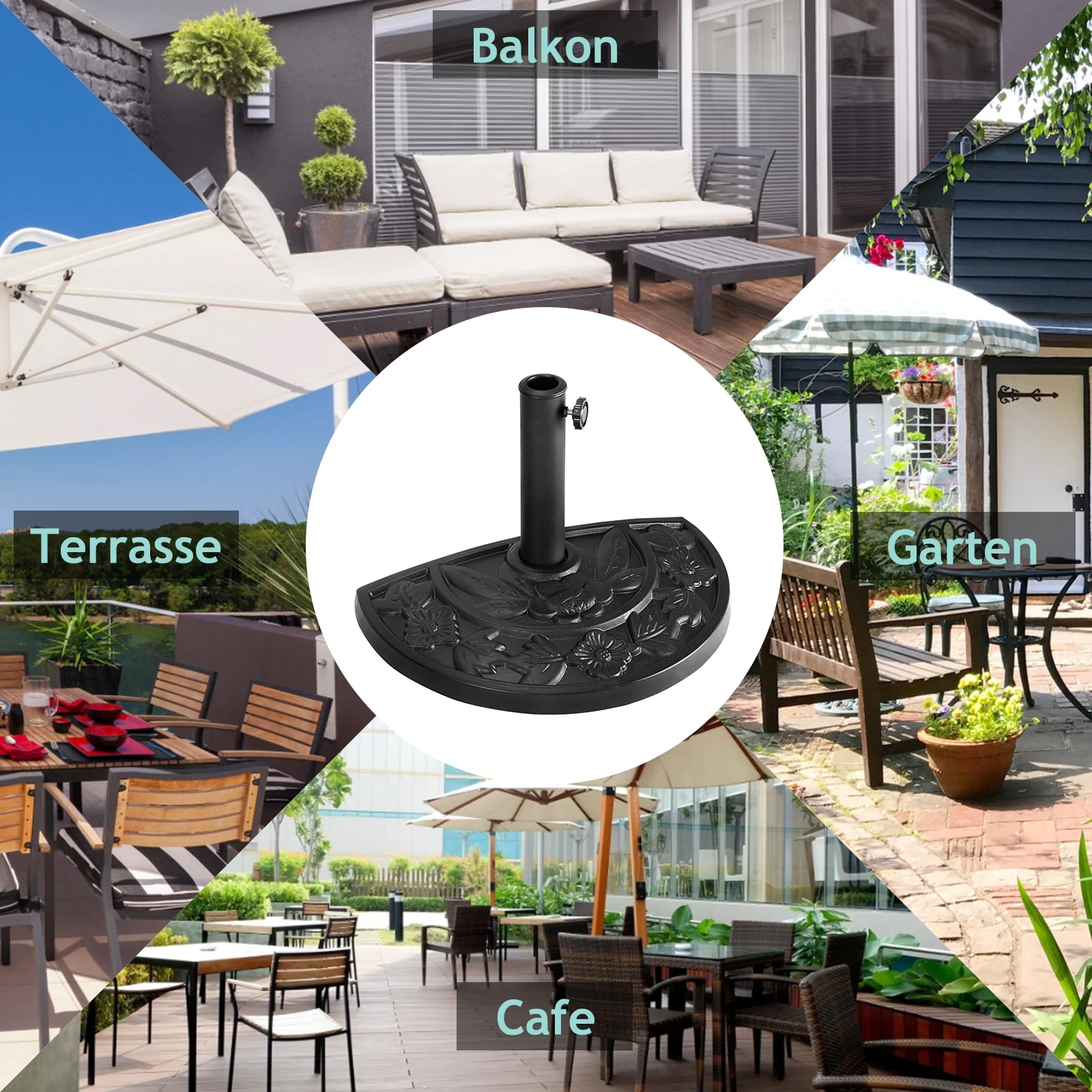 17.5 Inch Heavy Duty Square Umbrella Base, 30 lbs, Bronze - Image 10