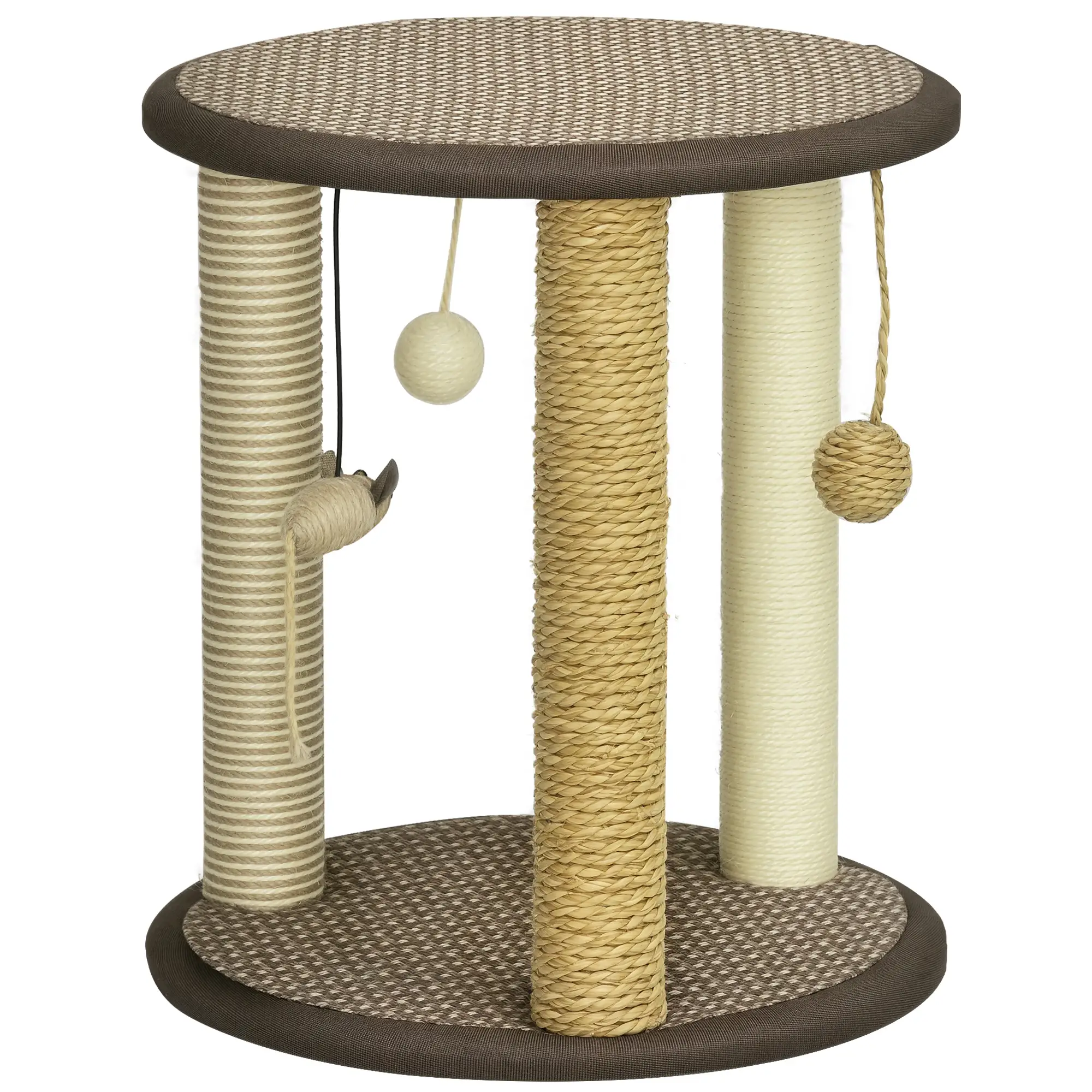 17 Cat Tree, Kitty Activity Centre, Hanging Toys, Scratching Post, Brown