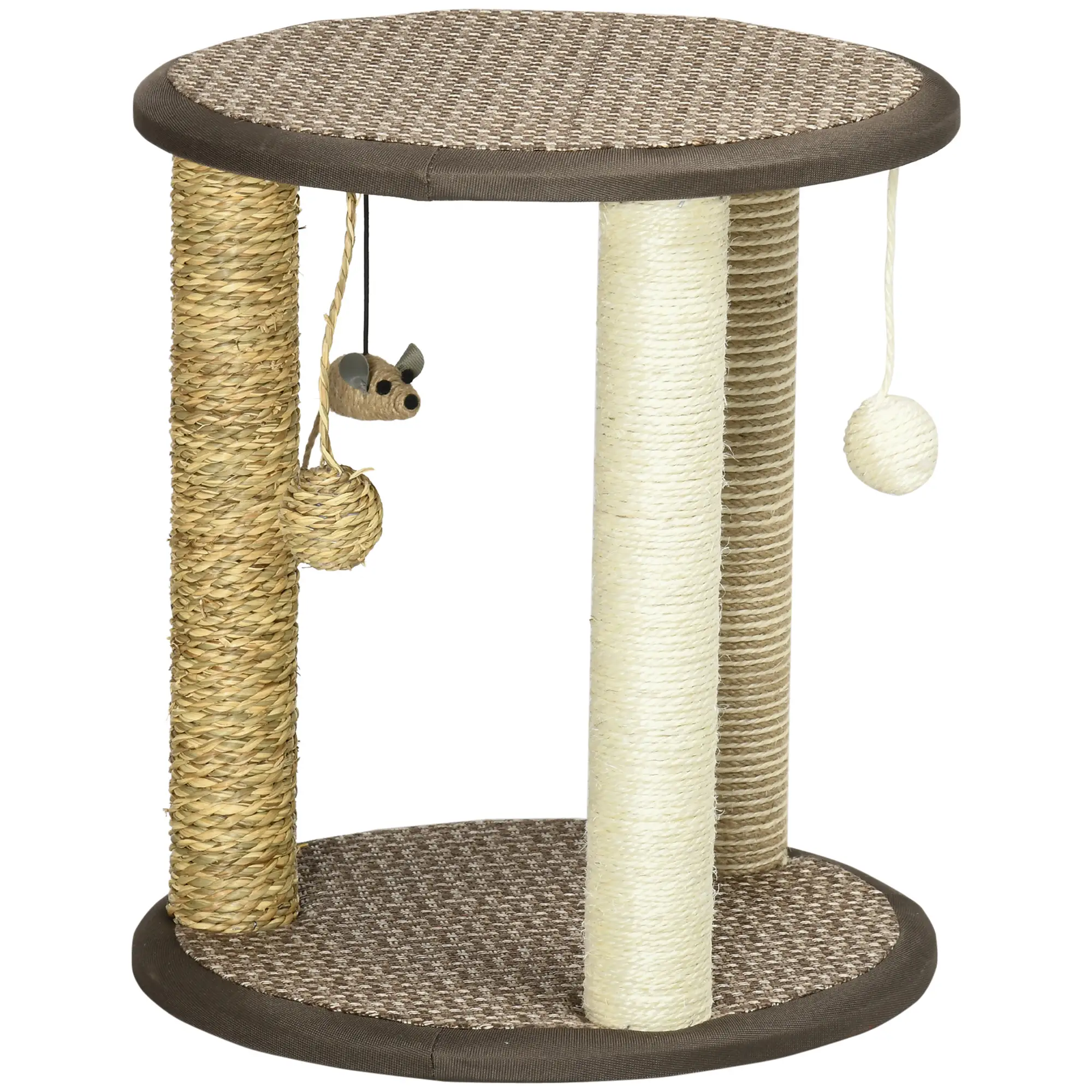 17 Cat Tree, Kitty Activity Centre, Hanging Toys, Scratching Post, Brown - Image 11