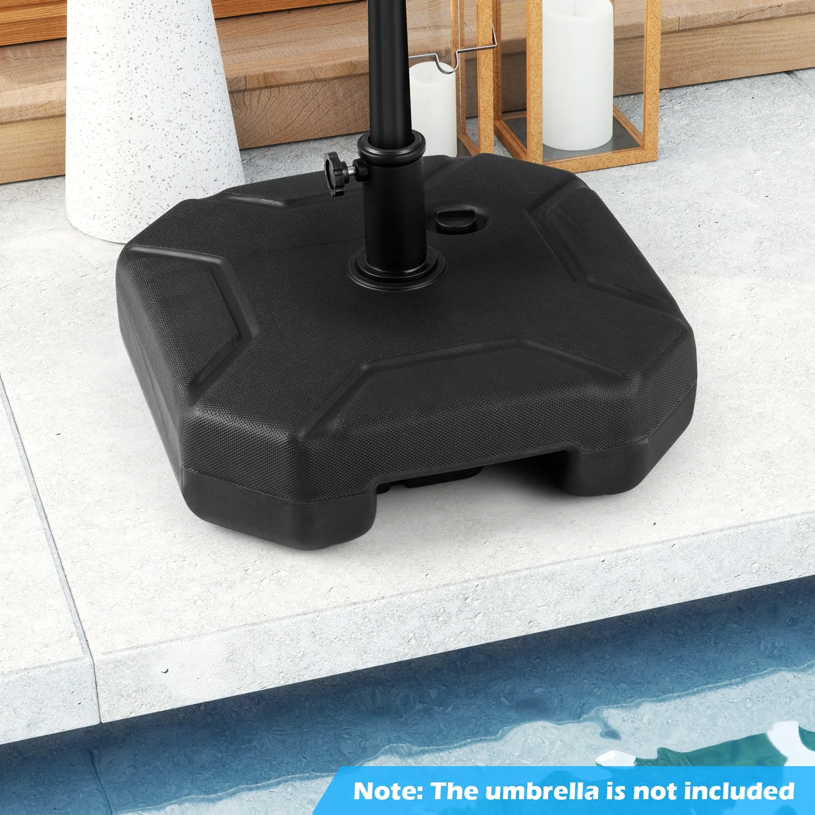 17 Inch 88 LBS Heavy-Duty Fillable Umbrella Base, Black - Image 2