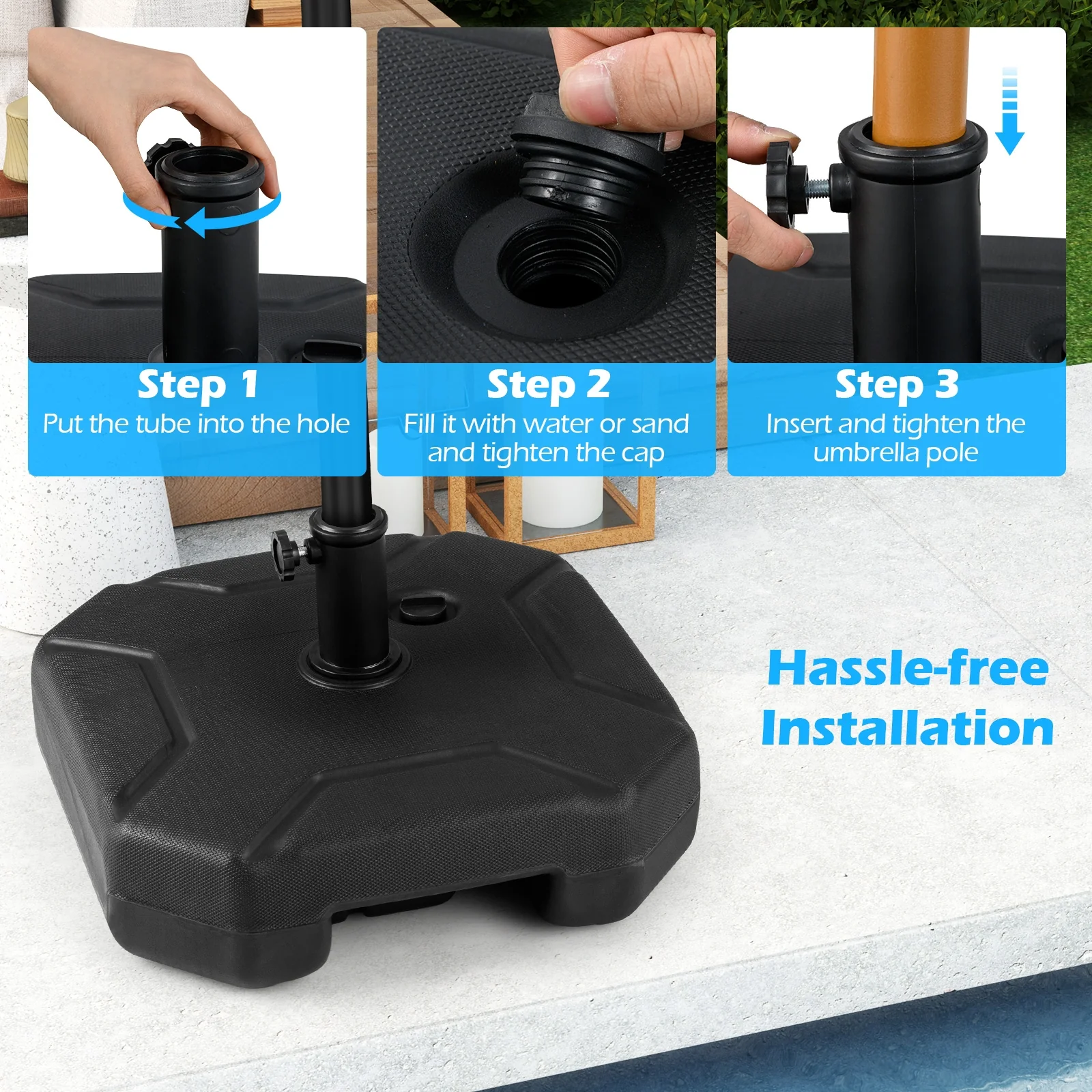 17 Inch 88 LBS Heavy-Duty Fillable Umbrella Base, Black - Image 8