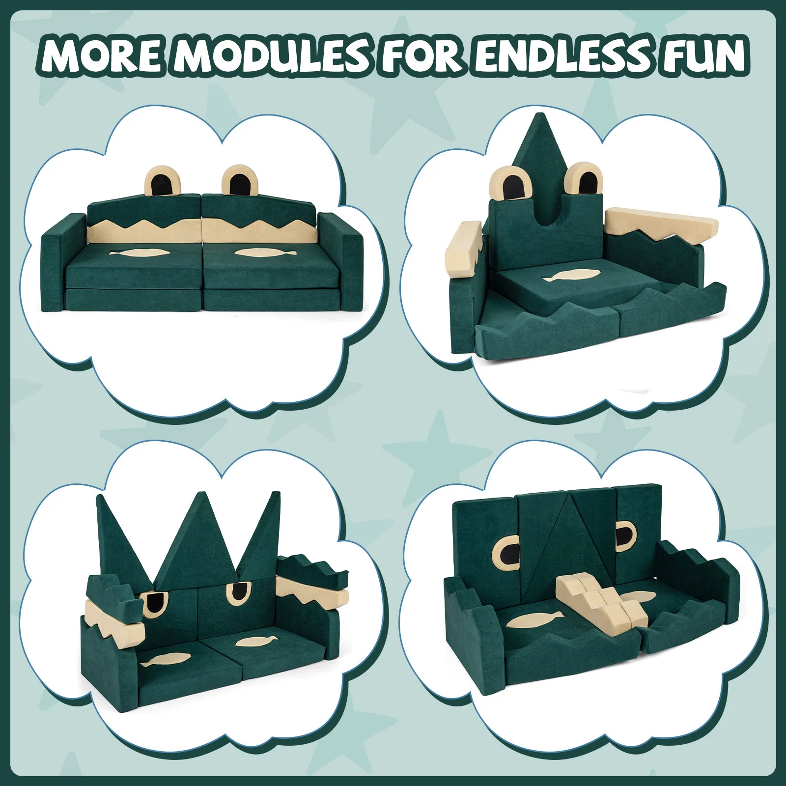 17 Pieces Modular Kids Play Couch for Inspiring Creativity - Image 10