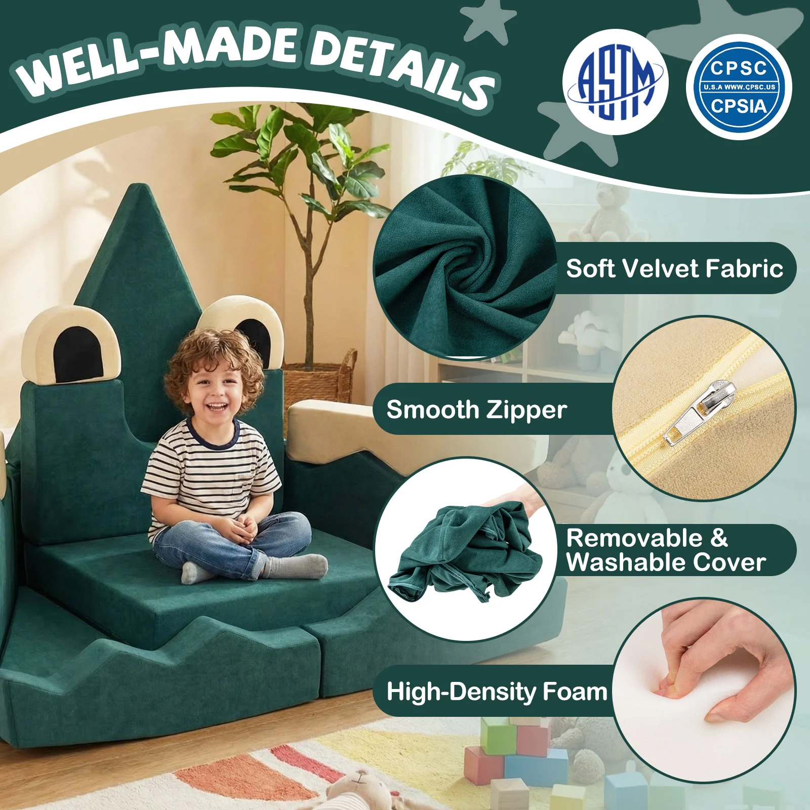 17 Pieces Modular Kids Play Couch for Inspiring Creativity - Image 7