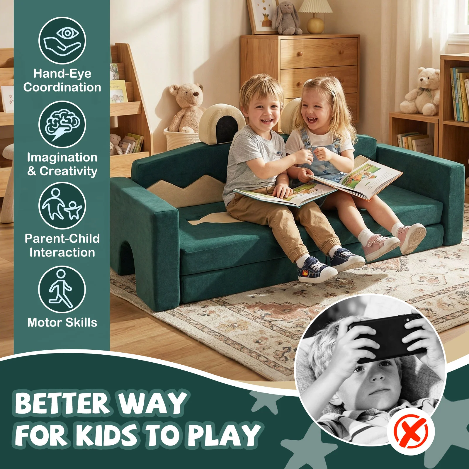 17 Pieces Modular Kids Play Couch for Inspiring Creativity - Image 9