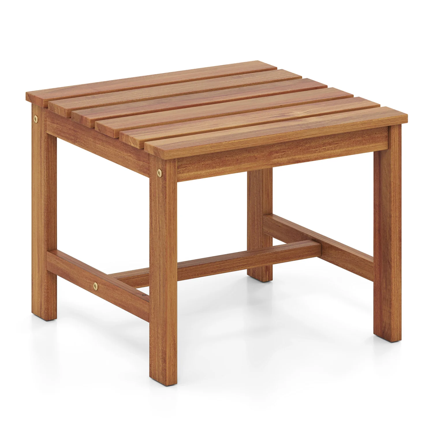 17” Square Patio Acacia Wood Side Table with Slatted Tabletop-Set of 1
