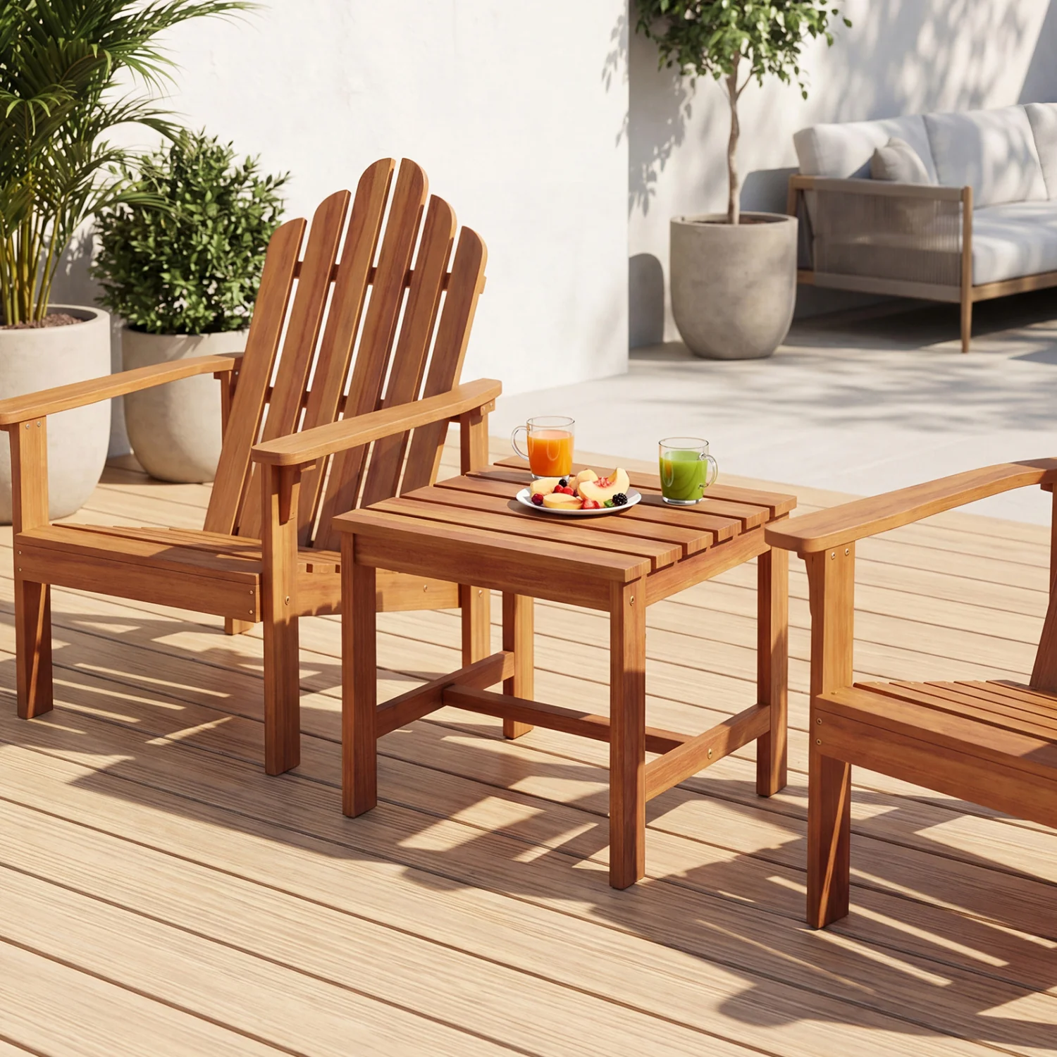17” Square Patio Acacia Wood Side Table with Slatted Tabletop-Set of 1 - Image 3