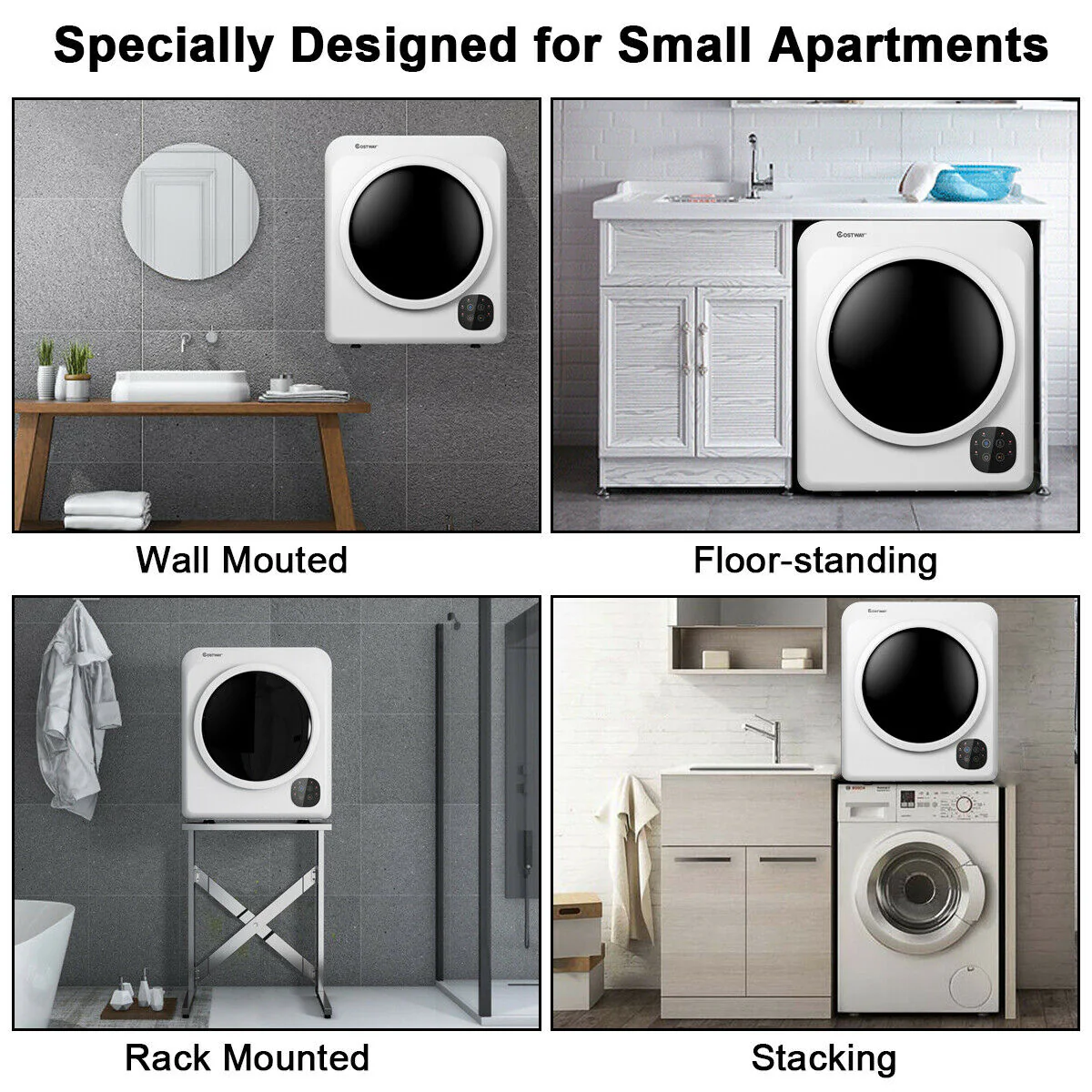 1700W Portable Electric Tumble Dryer, Steel Tub - Image 10