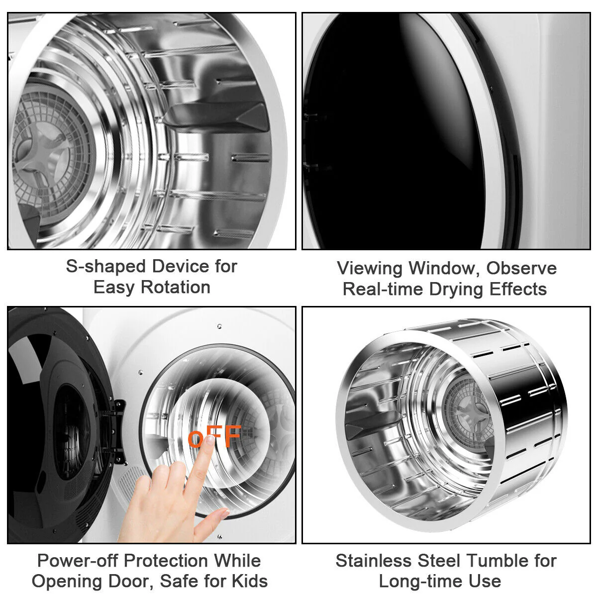 1700W Portable Electric Tumble Dryer, Steel Tub - Image 9