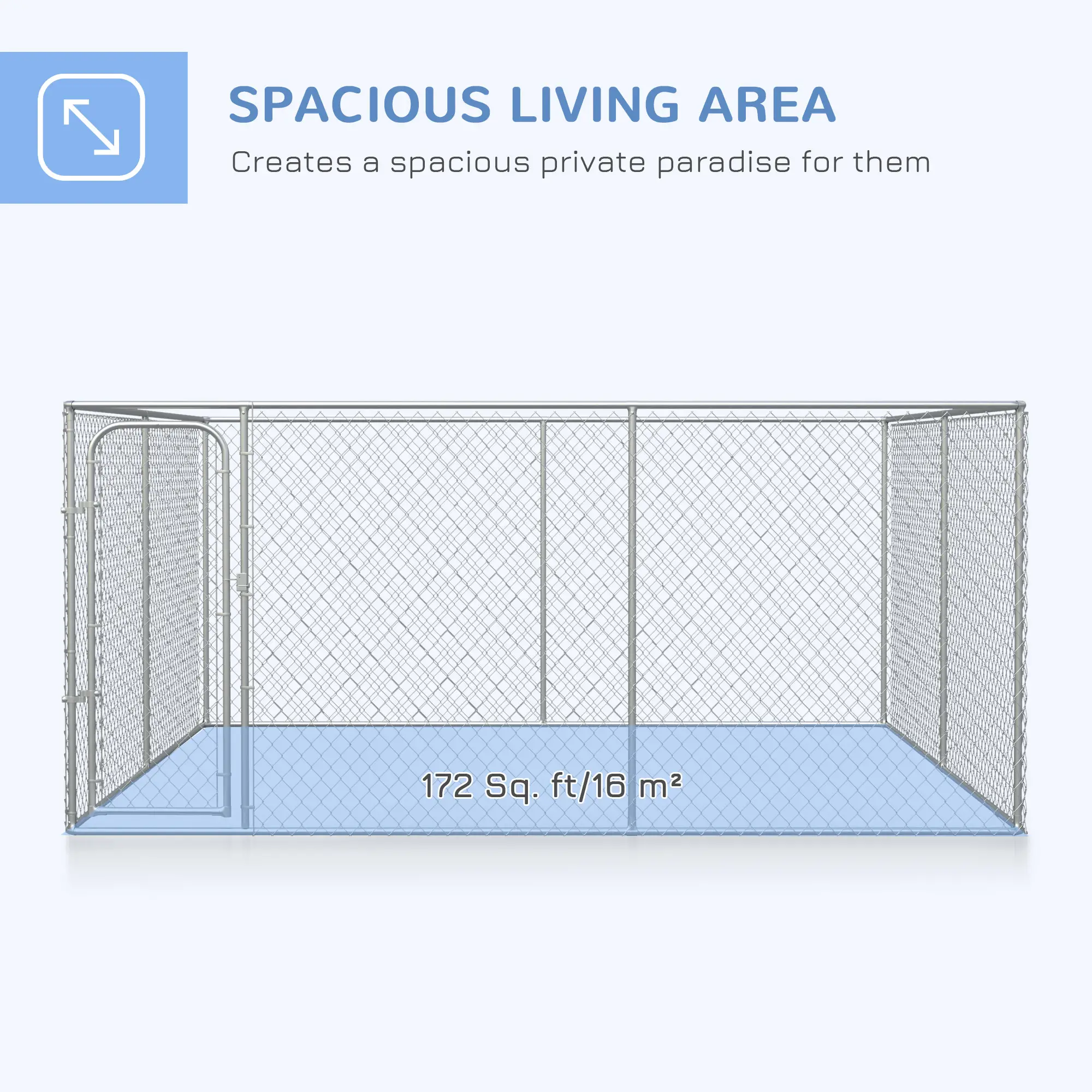 172.2 Sq. Ft. Dog Playpen, Galvanized Steel Frame, 13' L x 13' W x 5.9' H - Image 4