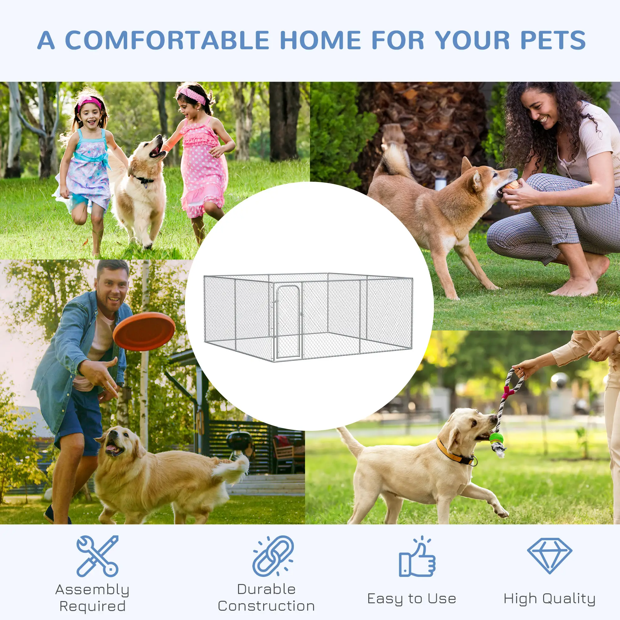 172.2 Sq. Ft. Dog Playpen, Galvanized Steel Frame, 13' L x 13' W x 5.9' H - Image 7