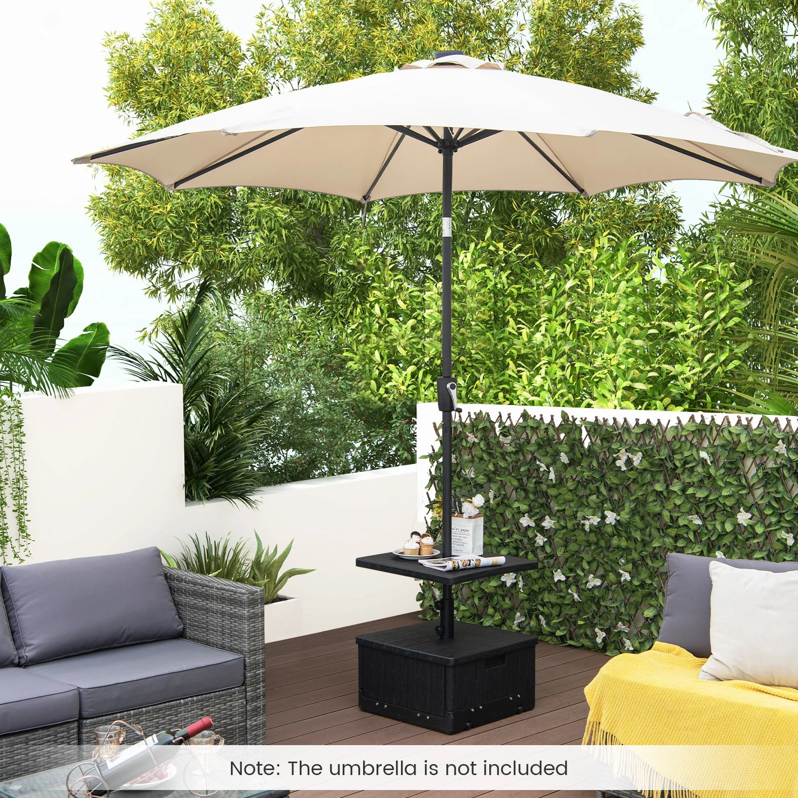 175 LBS Outdoor Fillable Umbrella Base With Table Tray, Black - Image 6