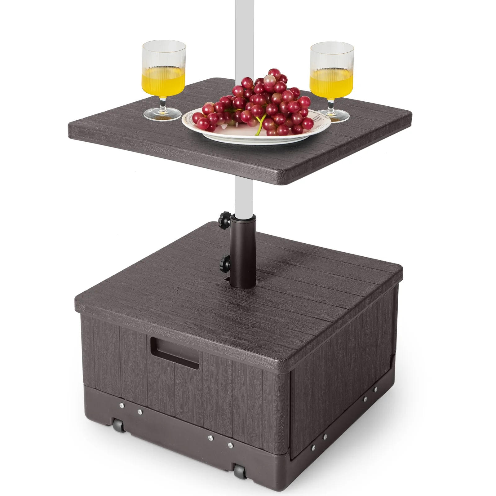 175 LBS Outdoor Fillable Umbrella Base With Table Tray, Brown - Image 4