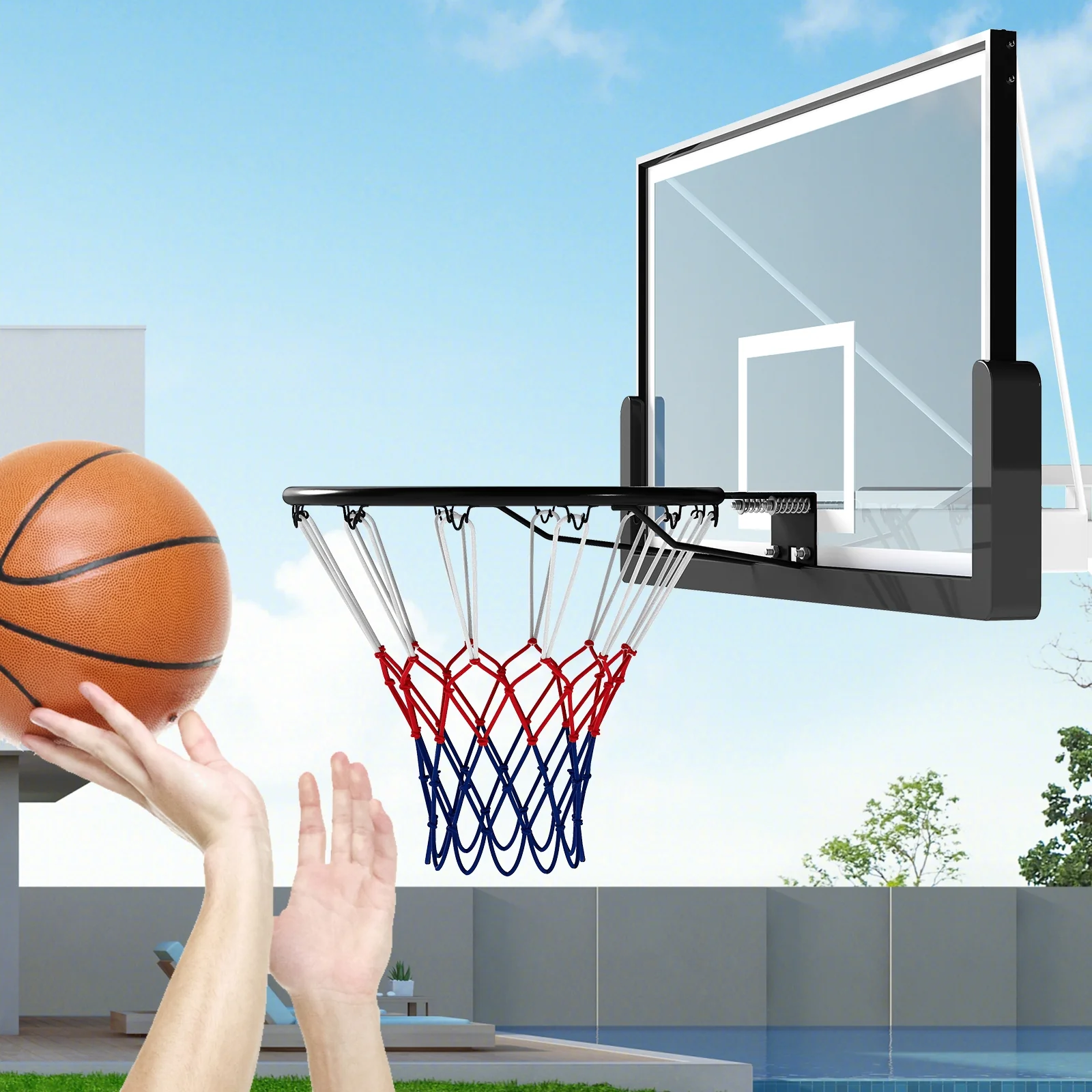 18" Basketball Rim, Wall Mounted Heavy Duty, Black - Image 3