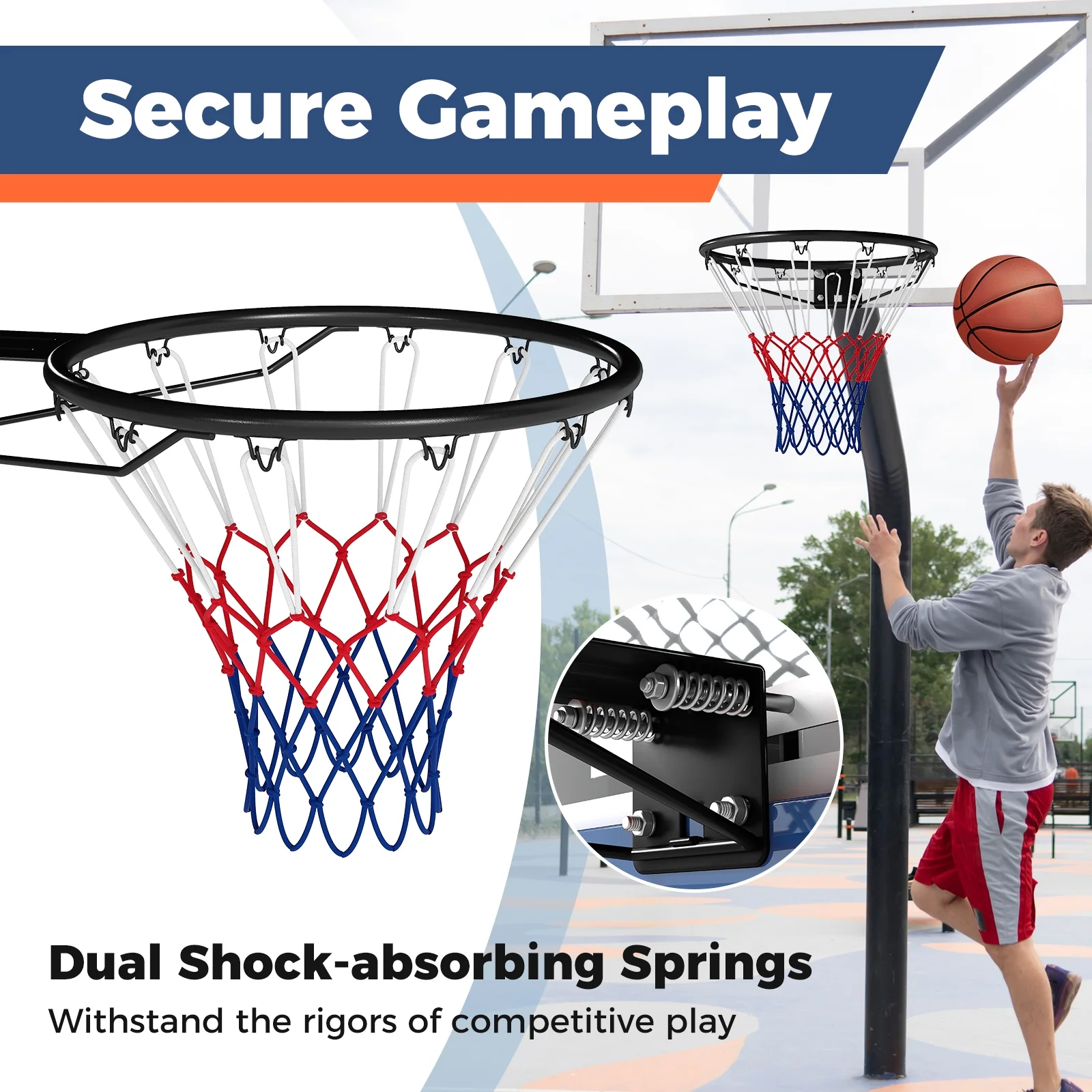 18" Basketball Rim, Wall Mounted Heavy Duty, Black - Image 7