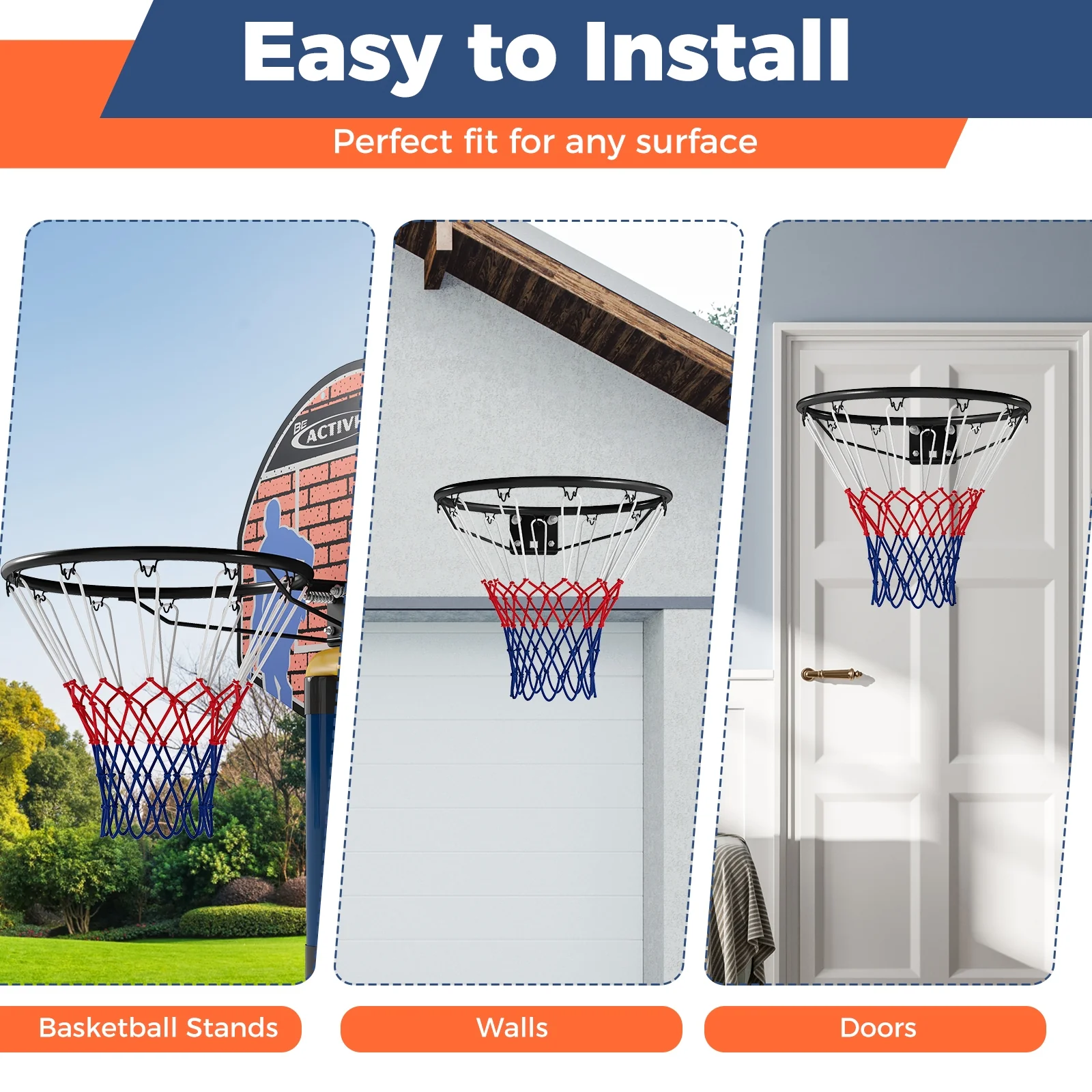 18" Basketball Rim, Wall Mounted Heavy Duty, Black - Image 8