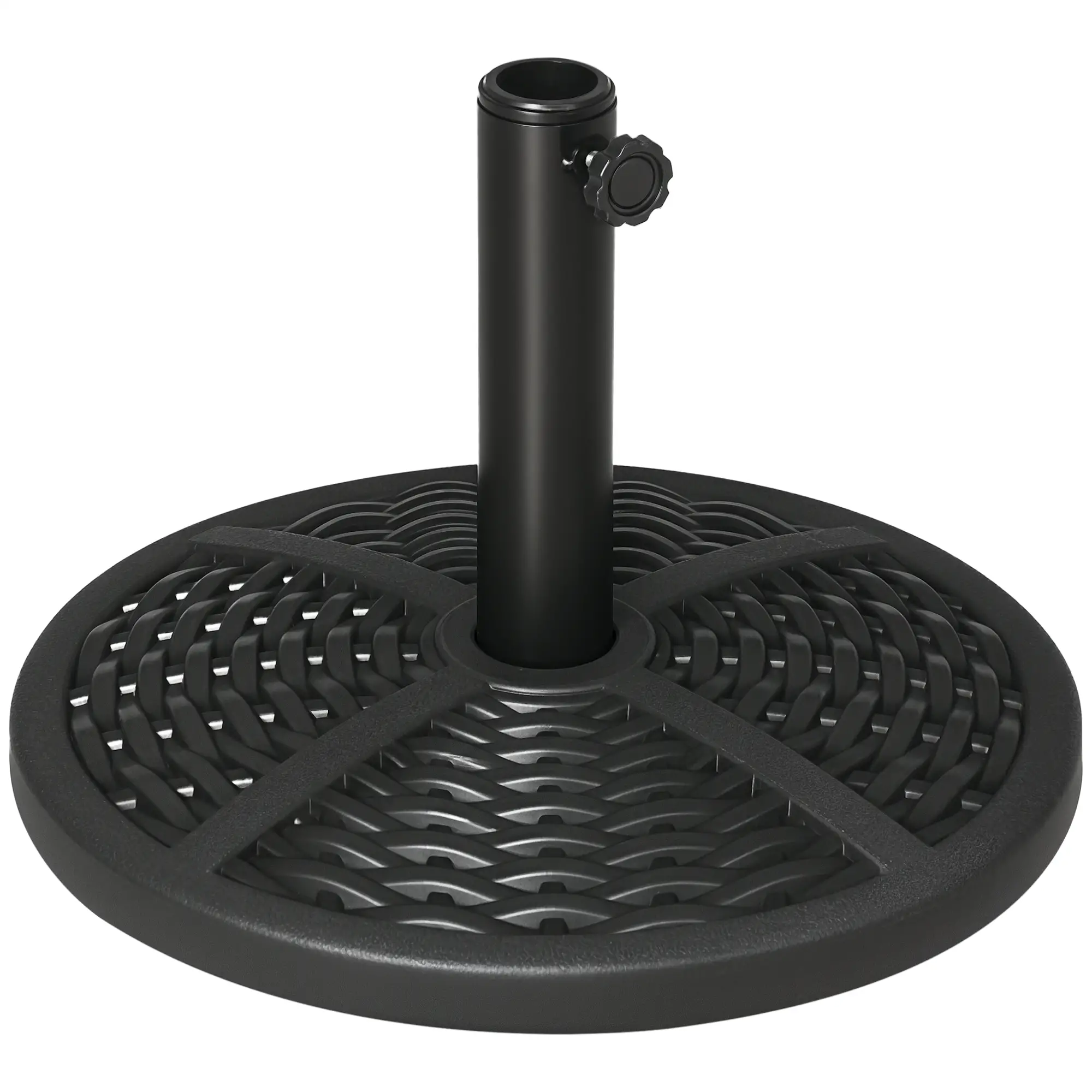 18" Heavy Duty Round Market Umbrella Base, Rattan Design, Black