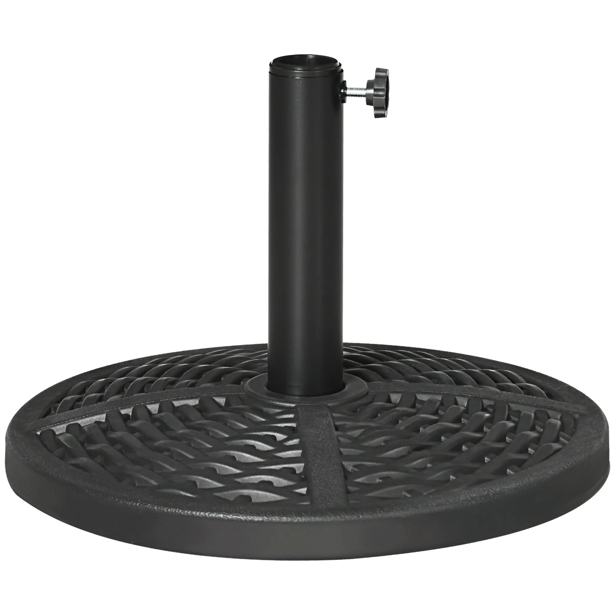 18" Heavy Duty Round Market Umbrella Base, Rattan Design, Black - Image 11