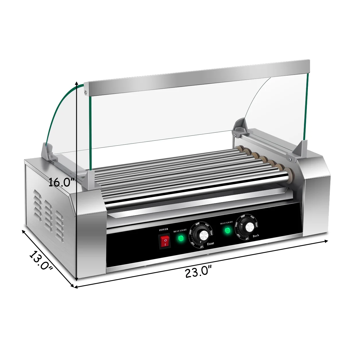18 Hot Dog 7 Roller Grill Commercial Cooker, Silver - Image 6