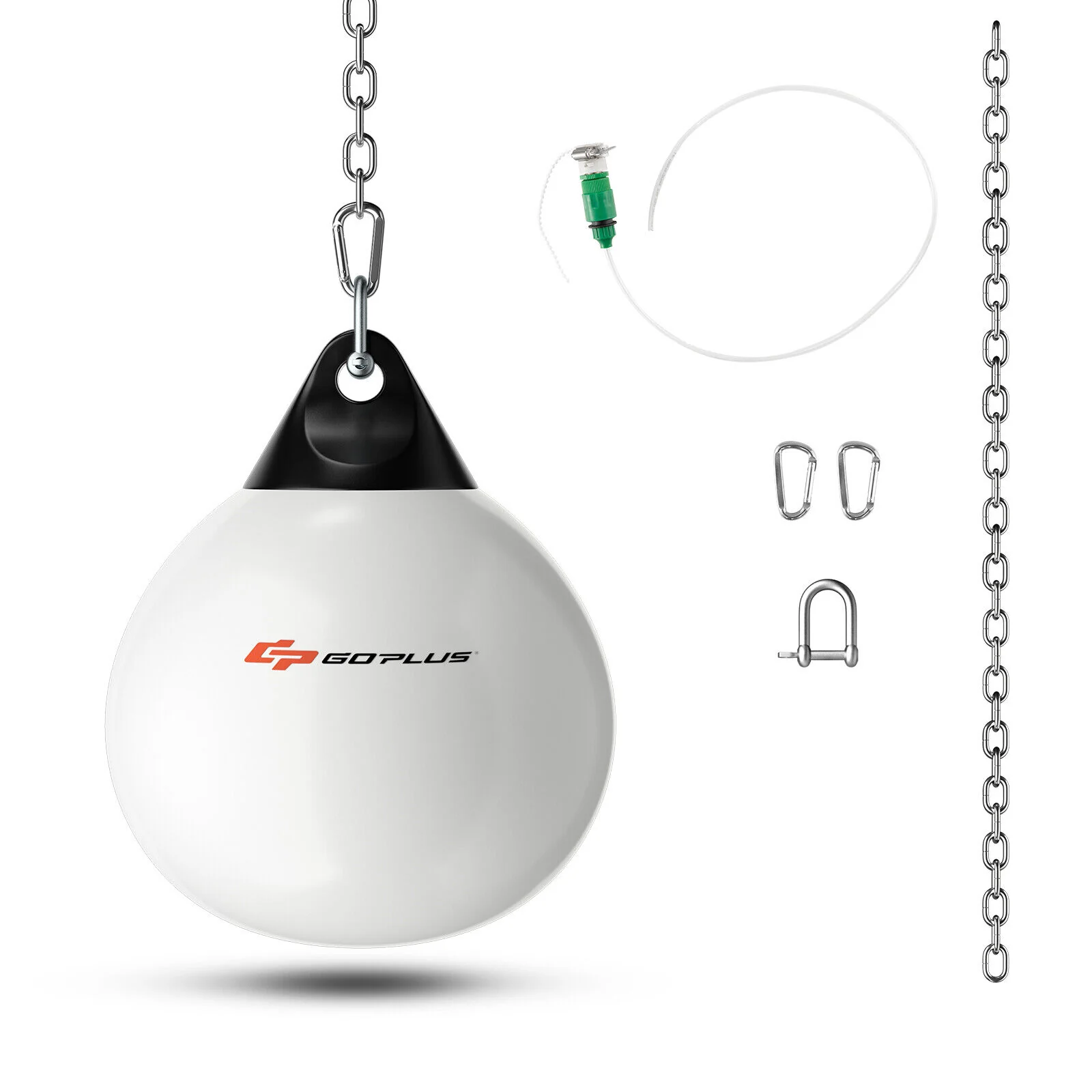 18 Inch 110 Pound Heavy Punching Water Bag, Adjustable Metal Chain, White - Image 3