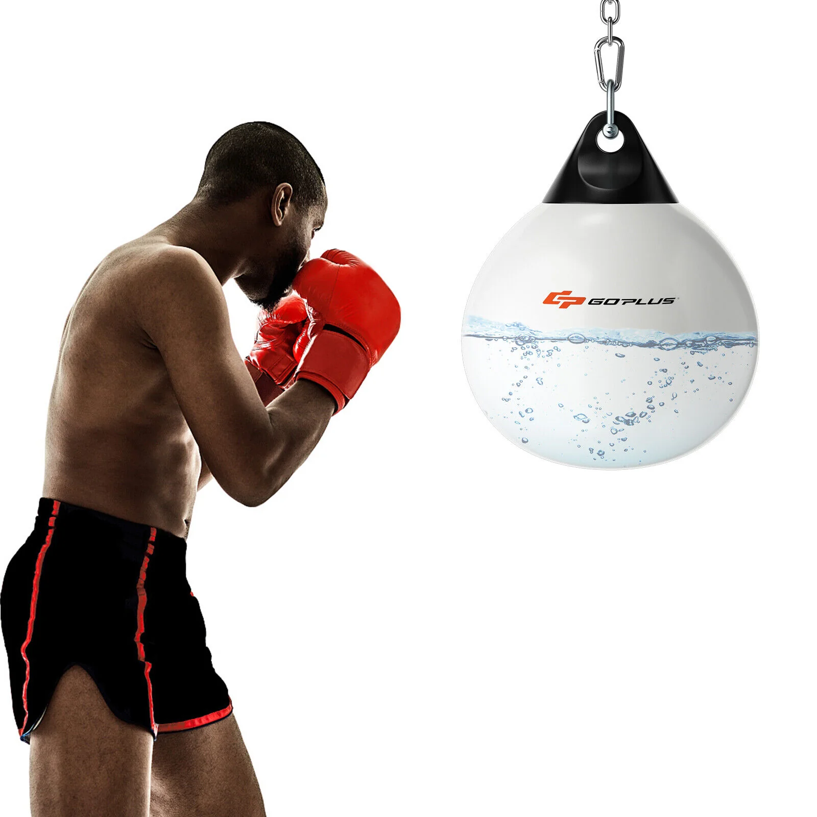18 Inch 110 Pound Heavy Punching Water Bag, Adjustable Metal Chain, White - Image 4