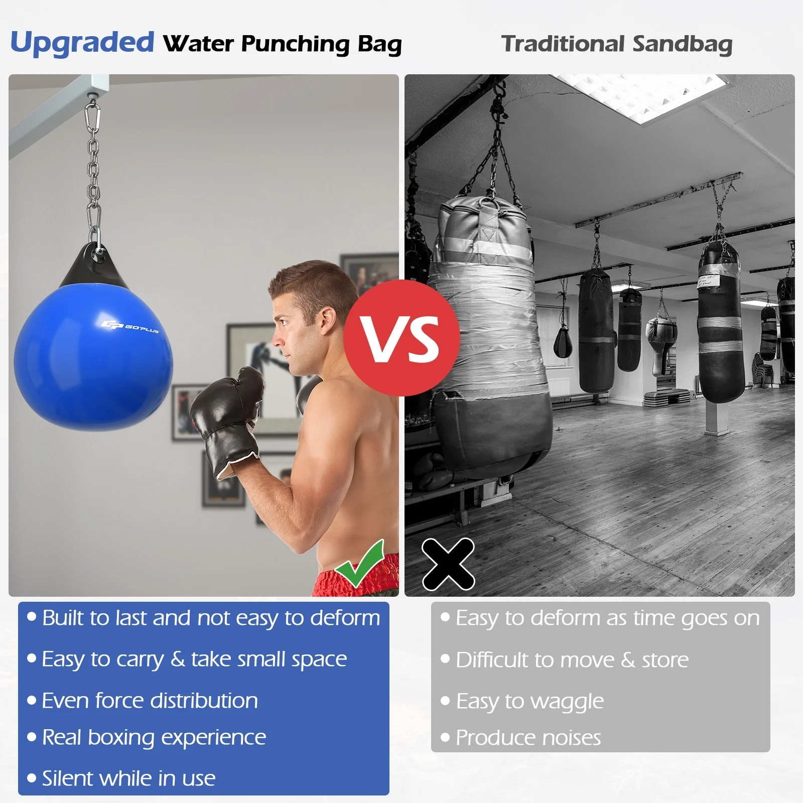 18 Inch 110 Pound Heavy Punching Water Bag, Blue - Image 10