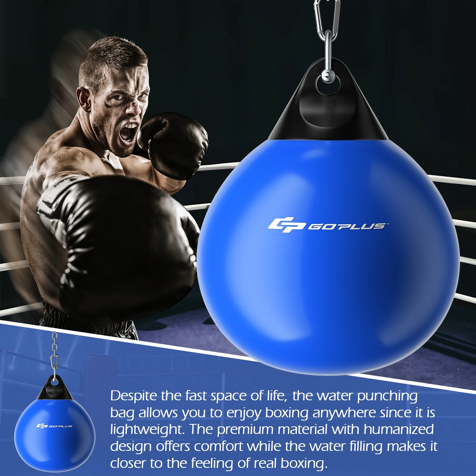 18 Inch 110 Pound Heavy Punching Water Bag, Blue - Image 3