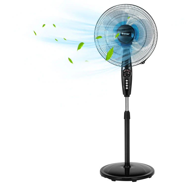 18 Inch Adjustable Height Fan, Quiet Oscillating Stand, Black - Image 4