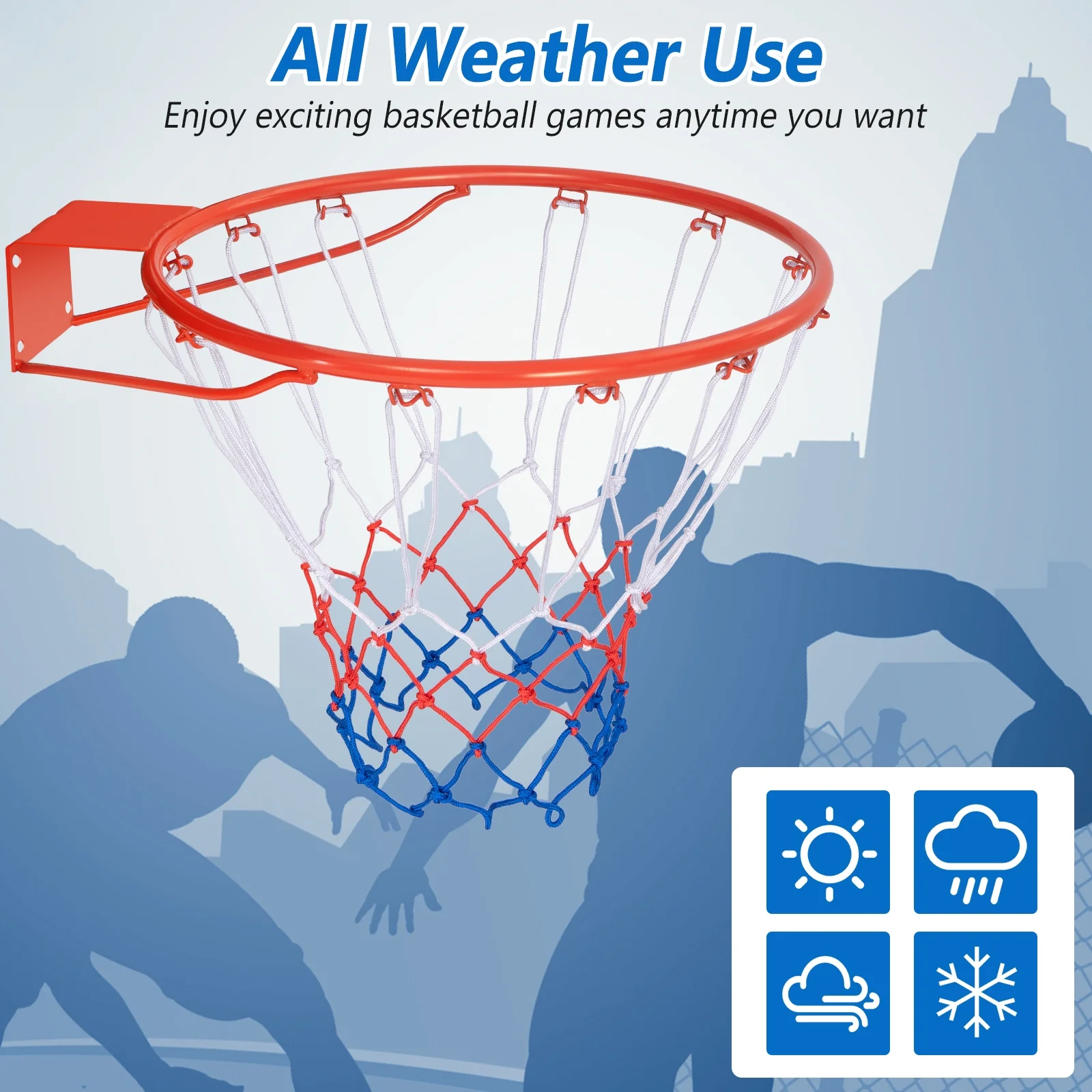 18 Inch Basketball Rim, All Weather Net, Orange - Image 9