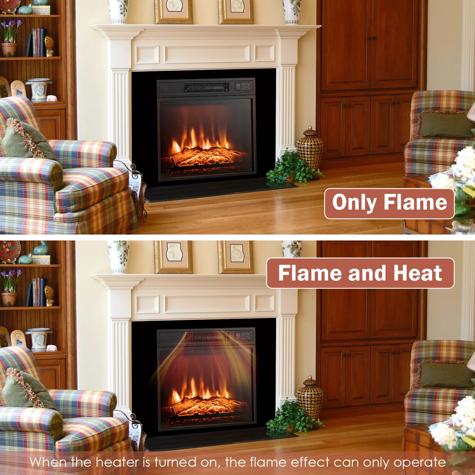 18 Inch Electric Fireplace Insert, Adjustable LED Flame - Image 10
