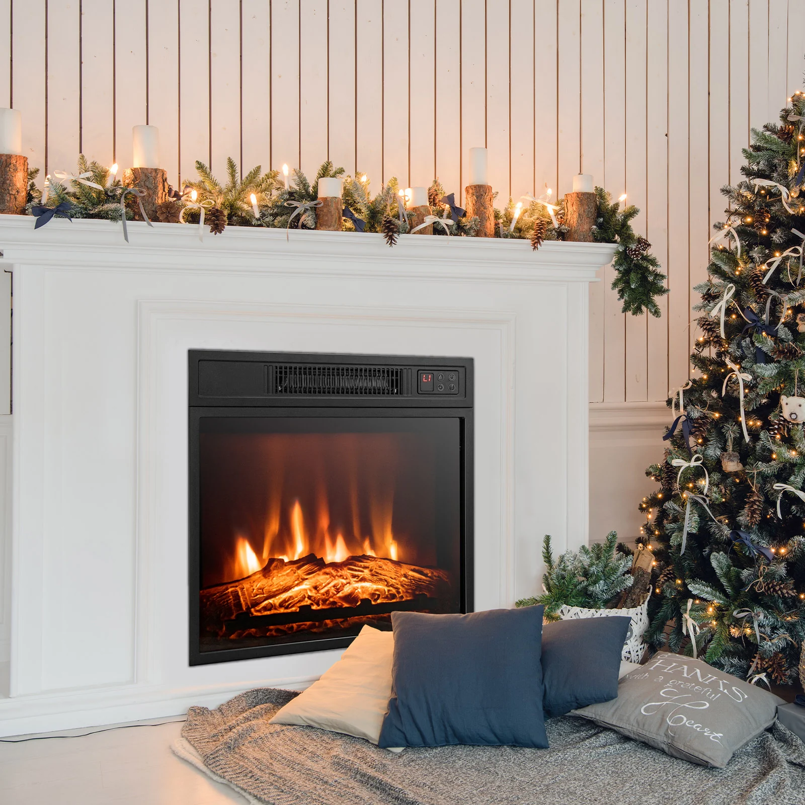 18 Inch Electric Fireplace Insert, Adjustable LED Flame - Image 2