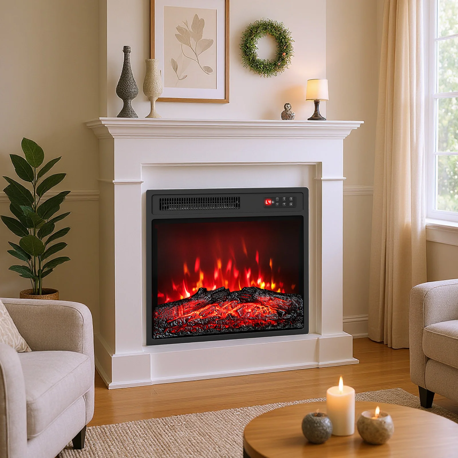 18 Inch Electric Fireplace Insert, Remote Control, 7 Flame, Colors - Image 6
