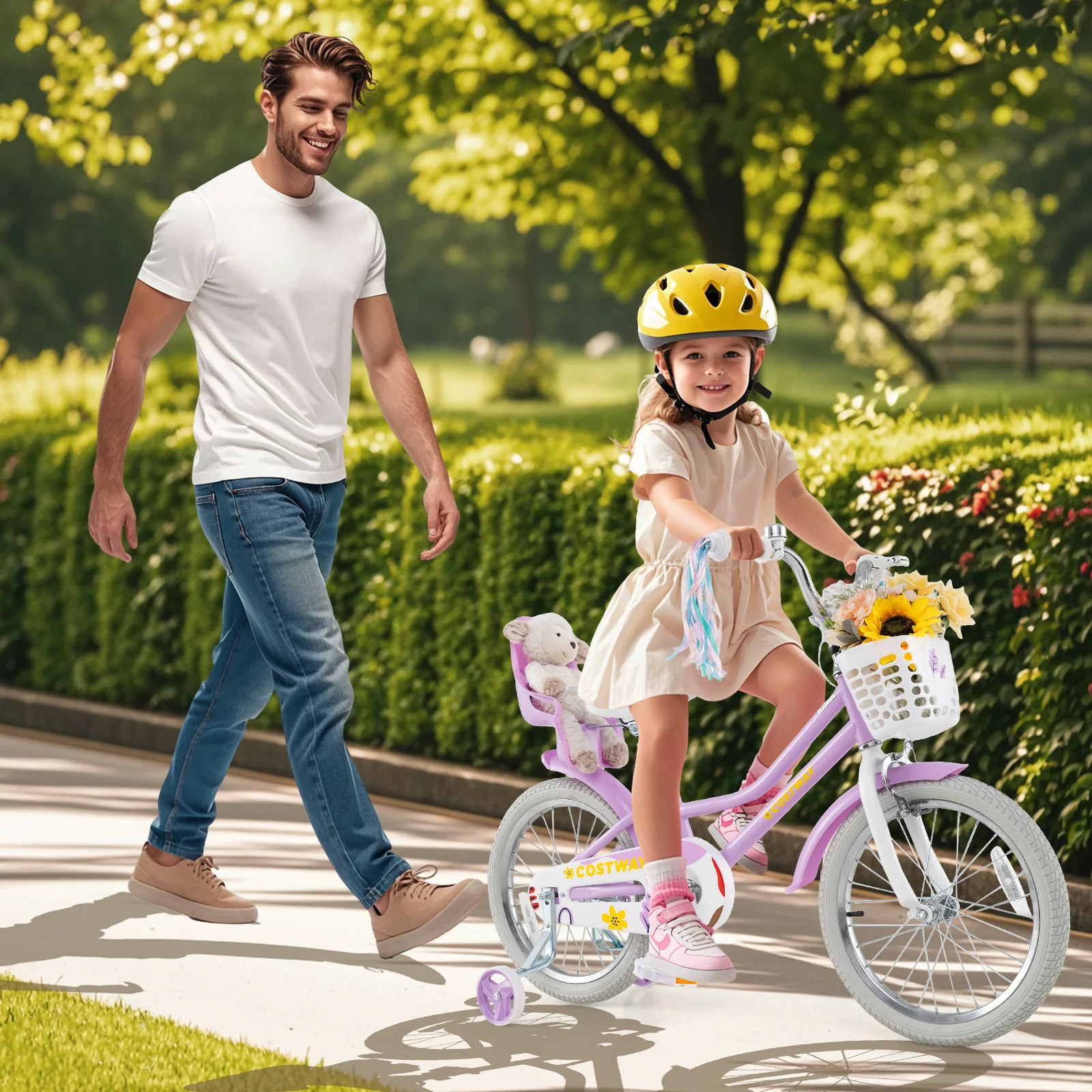 18 Inch Girls Bike With Doll Seat, Streamers, 4-8 Years, Purple - Image 2