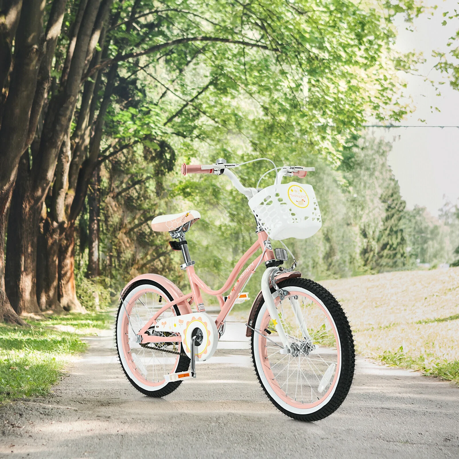18 Inch Kids Adjustable Bike With Training Wheels, Pink - Image 7