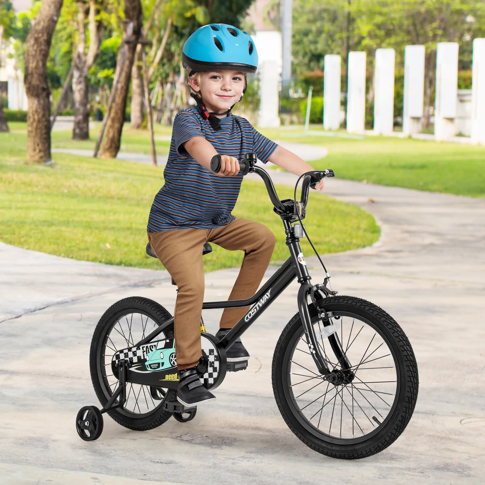 18 Inch Kids Bike, Adjustable 4-8 Years, Low-Step Frame, Black - Image 2