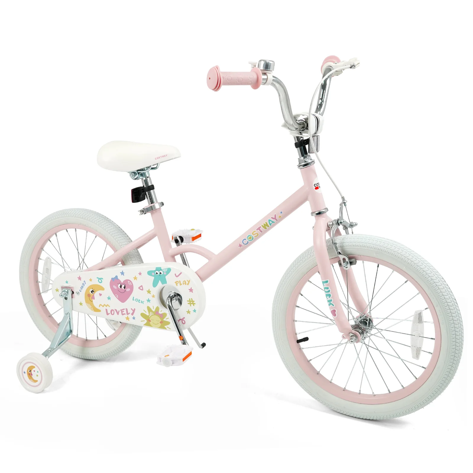 18 Inch Kids Bike Adjustable for 3-8 Years Old Children Pink - Stars & Moon, Pink - Image 4