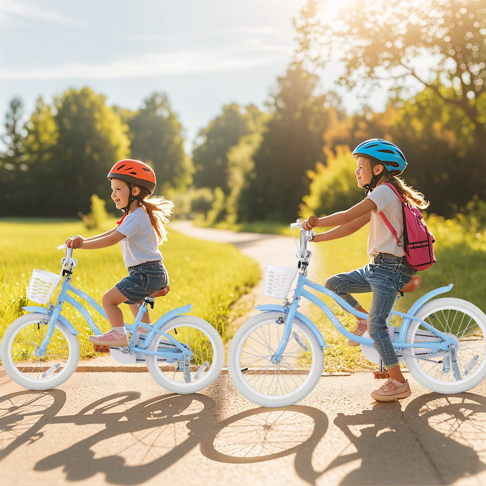18 Inch Kids Bike, Adjustable Handlebar And Seat, Light Blue - Image 3
