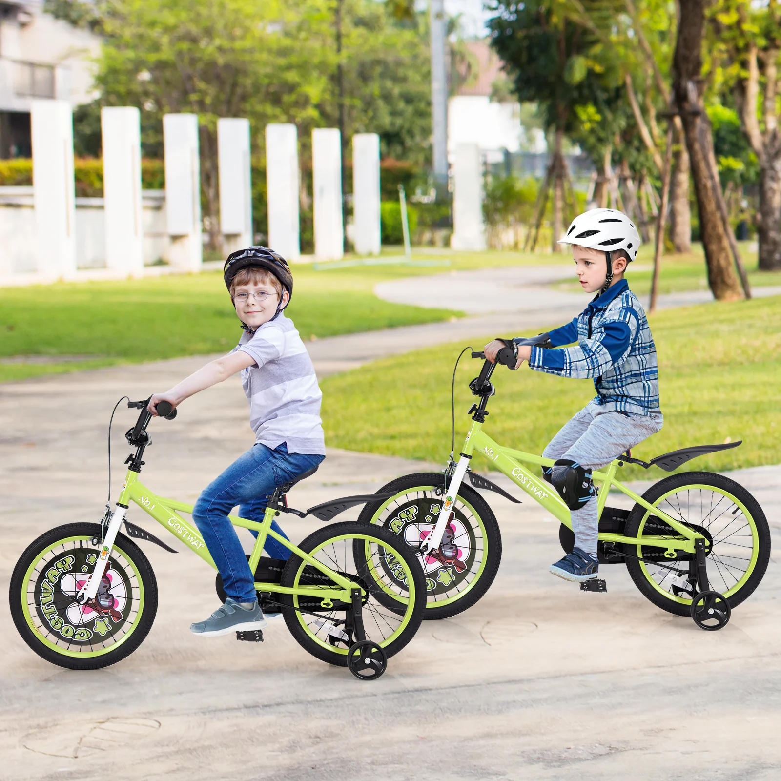 18 Inch Kids Bike, Adjustable With Training Wheels, For 4-8 Years, Green - Image 3