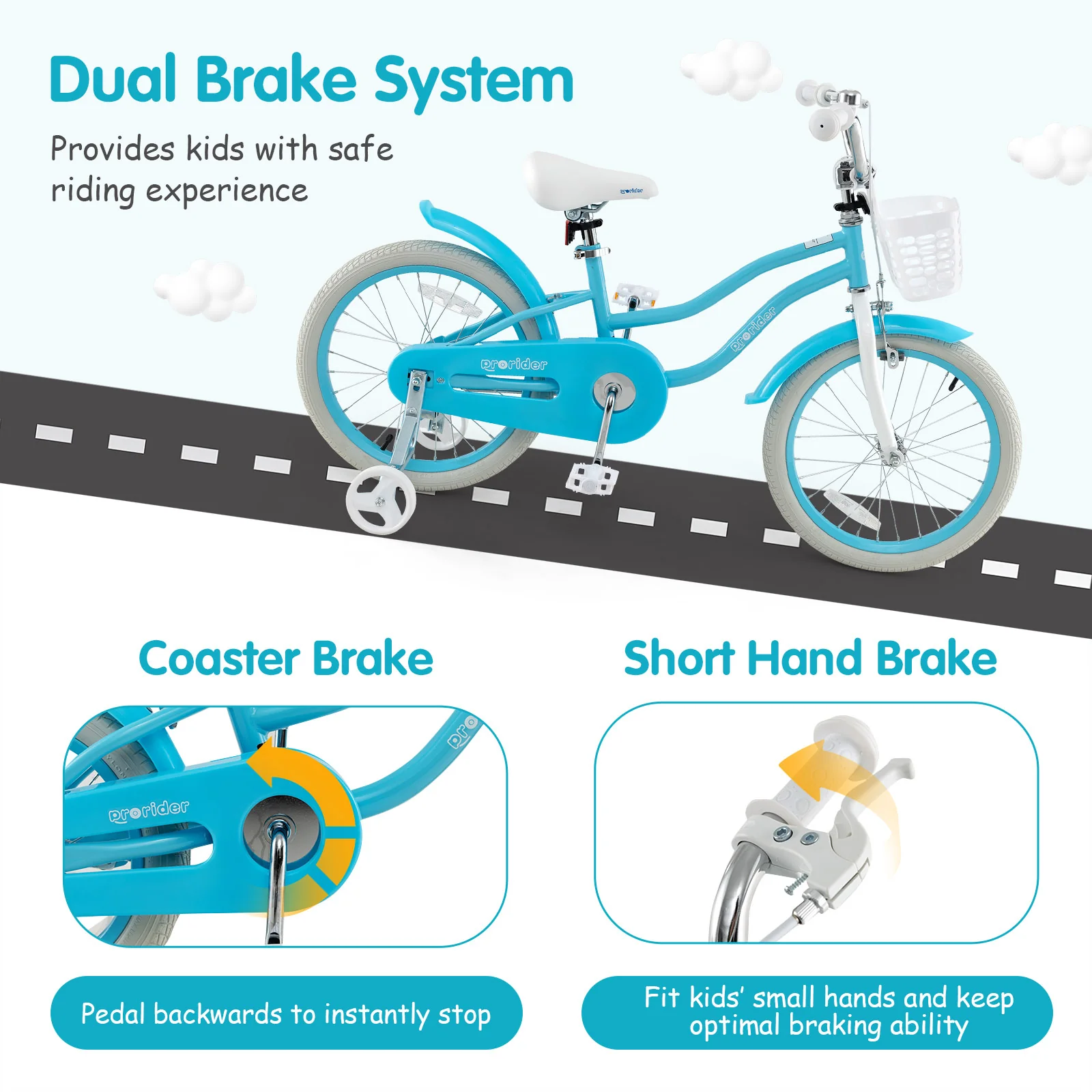 18 Inch Kids Bike, Dual Brakes, Adjustable Seat, Blue - Image 7