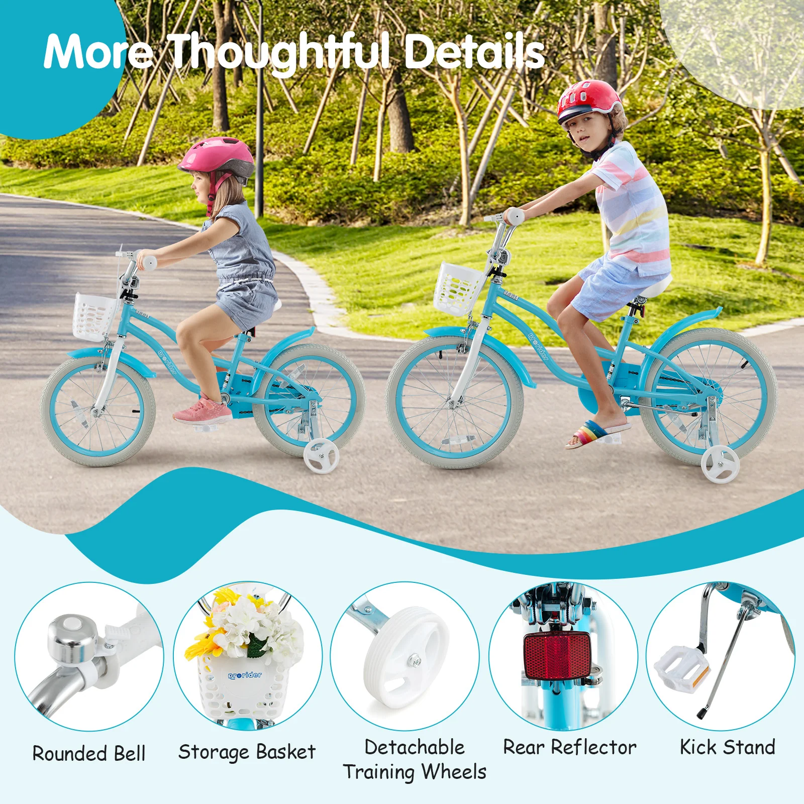 18 Inch Kids Bike, Dual Brakes, Adjustable Seat, Blue - Image 9
