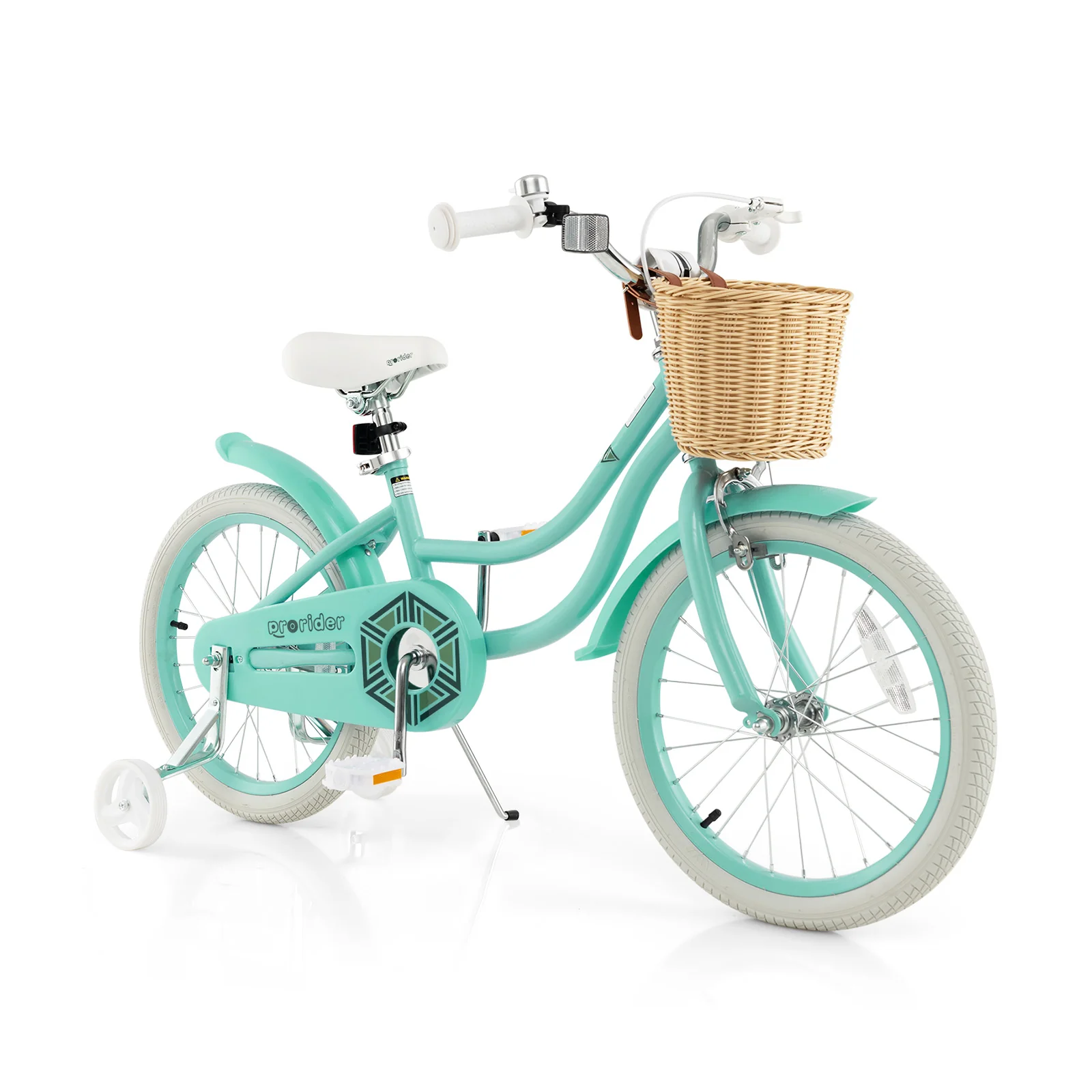 18-Inch Kids Bike, Training Wheels, Adjustable Seat, Green
