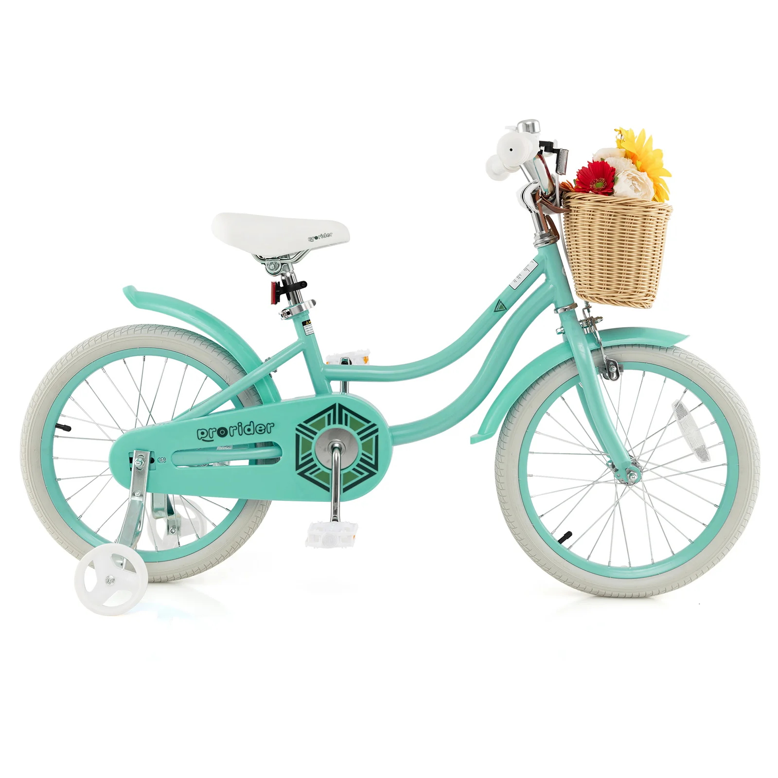 18-Inch Kids Bike, Training Wheels, Adjustable Seat, Green - Image 5