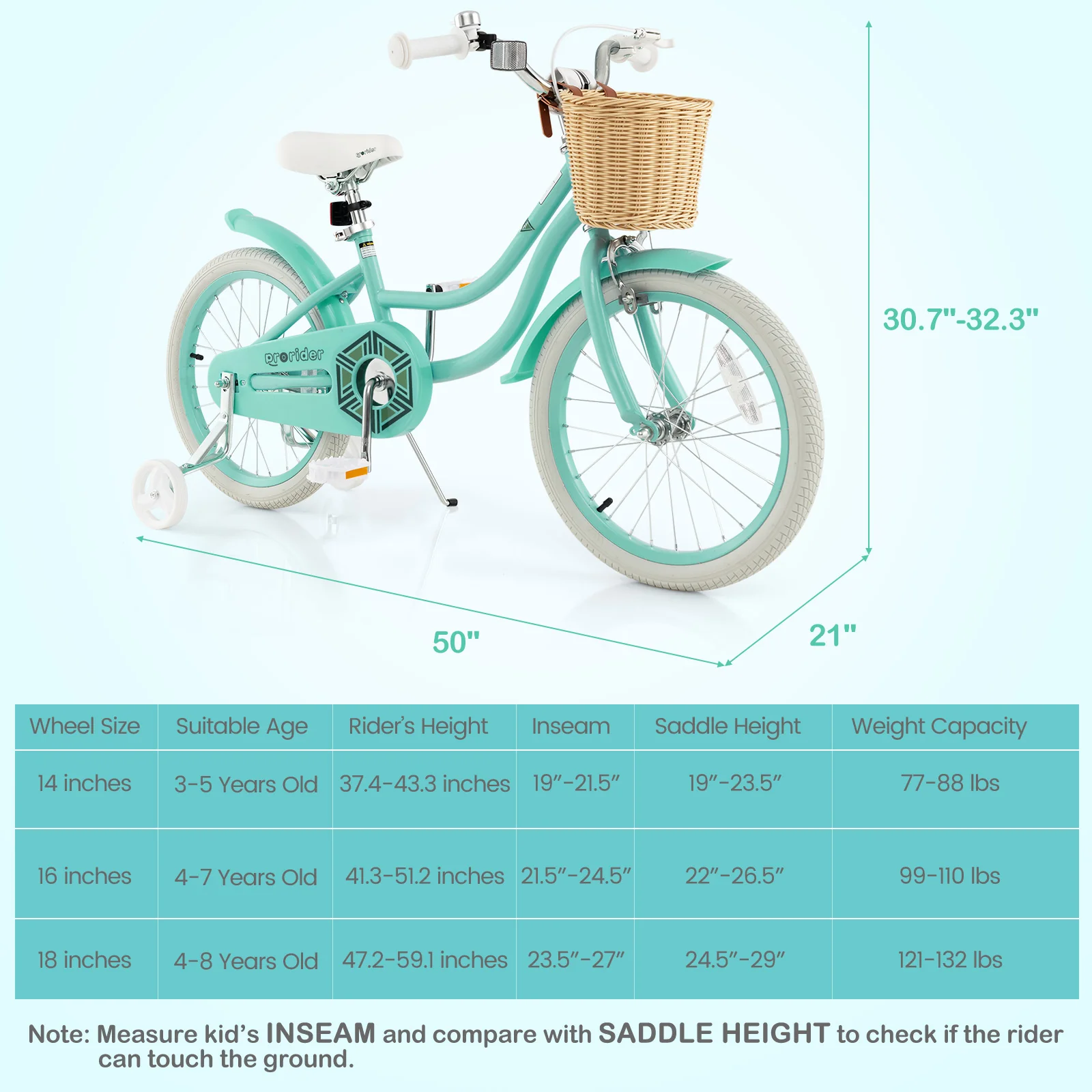 18-Inch Kids Bike, Training Wheels, Adjustable Seat, Green - Image 6