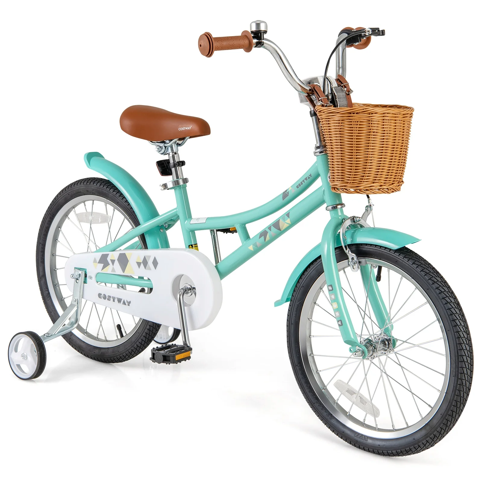 18 Inch Kids Bike With Training Wheels, Ages 4-8 Years, Green - Image 4