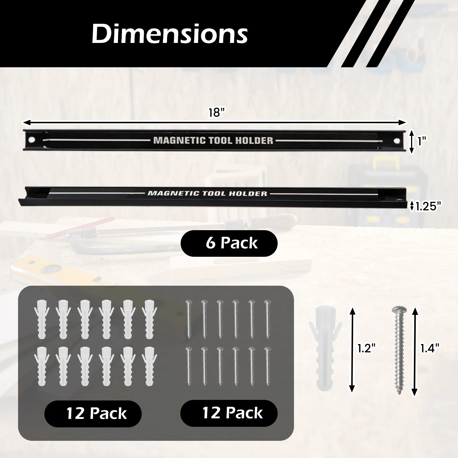 18 Inch Magnetic Tool Holder Strip, Black - Image 5